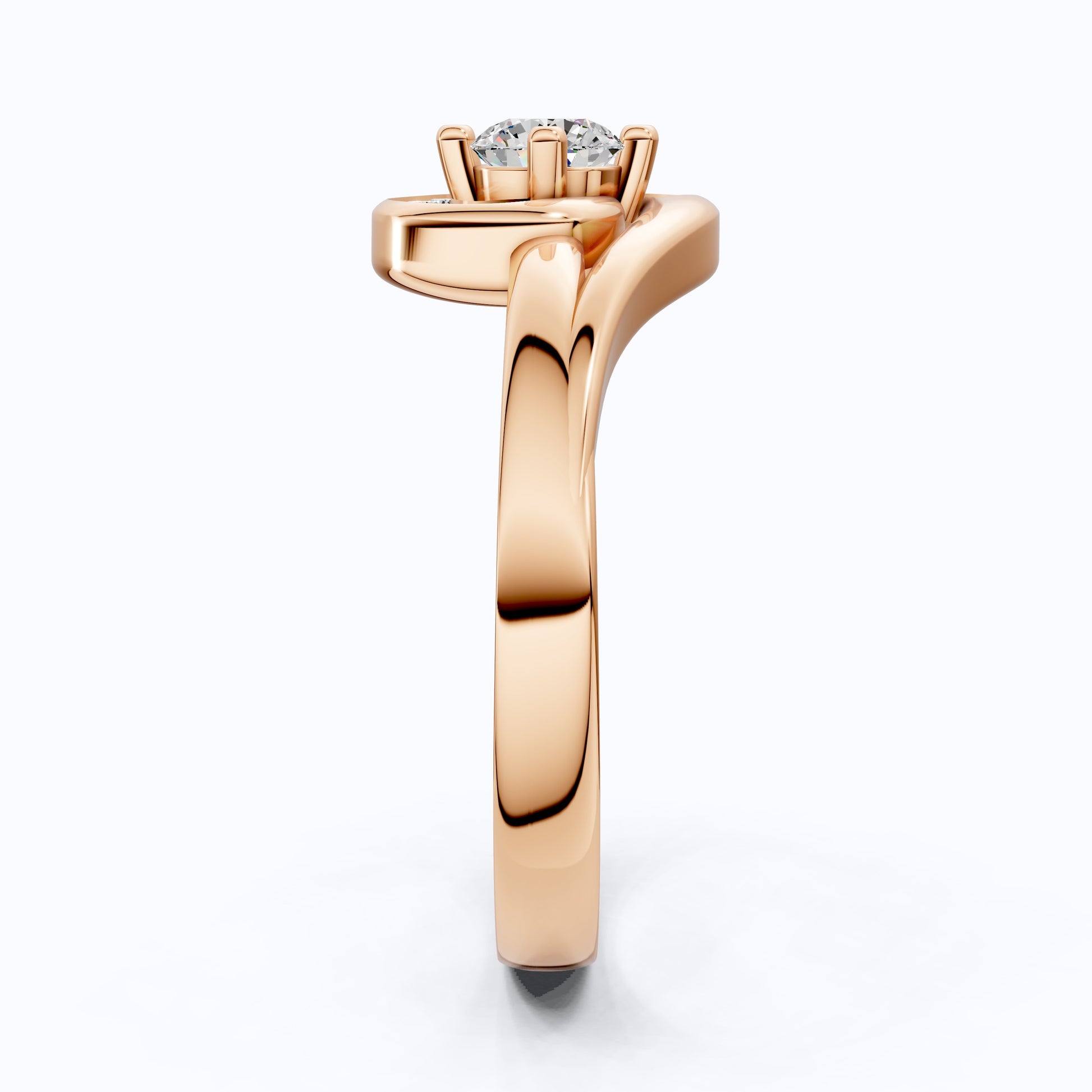 Swirl Halo Ring with Round Center in 18K Solid Gold or Sterling Silver Engagement Ring Gift for Women, Antique Ring