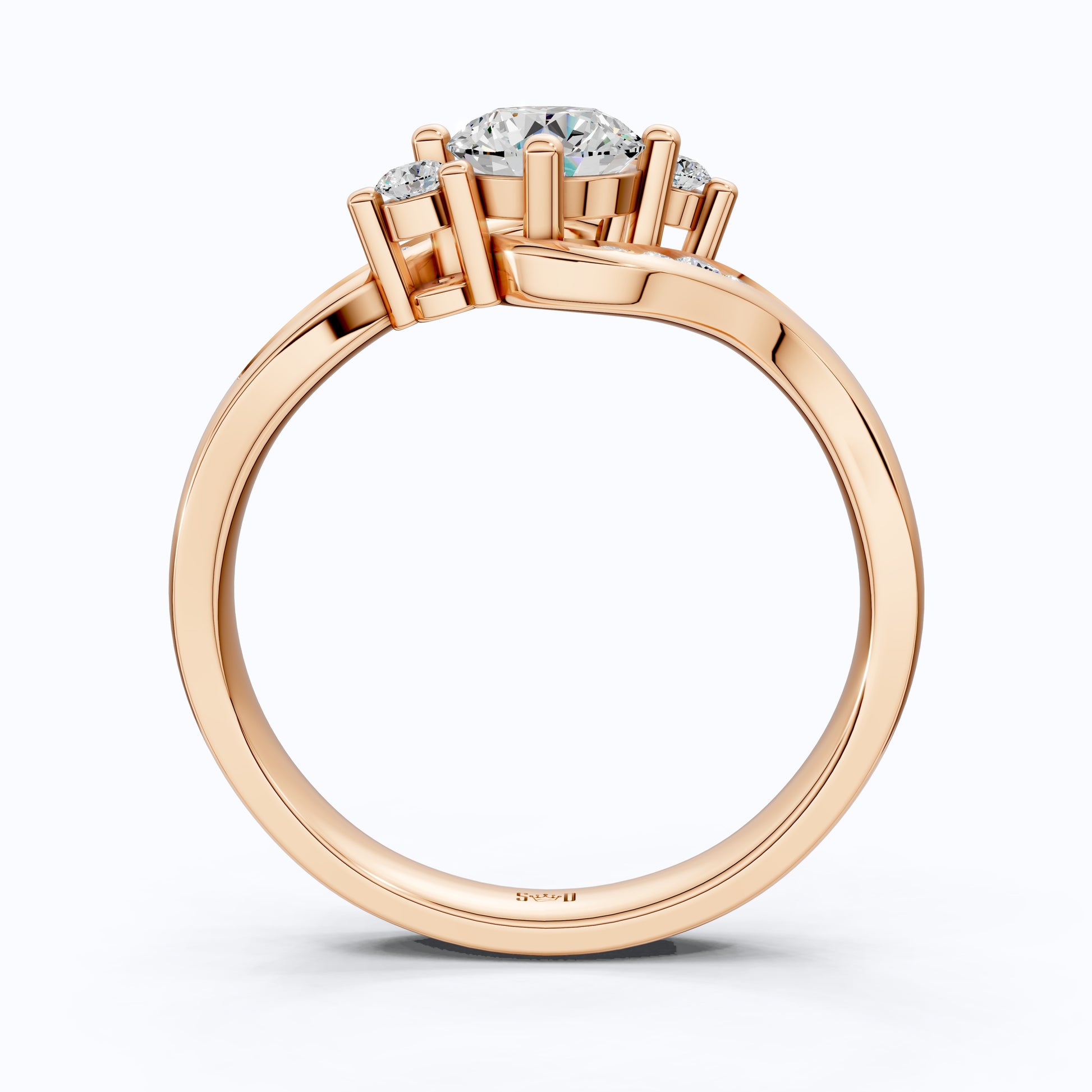 Bypass Round Cut Pave Engagement Ring in 9k Solid Gold, 0.67 TCW Round Cut Lab Diamonds, Anniversary Gift for Wife, Everyday Jewelry