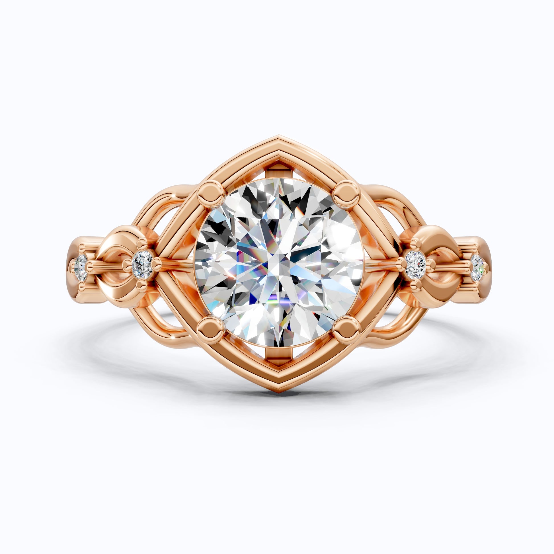 Celtic Knot Solitaire Engagement Ring in Solid 14k Gold/Sterling Silver, 1.34 TCW Round Cut Lab Diamond Antique Ring,Birthday Gift for Women, Everyday Jewelry