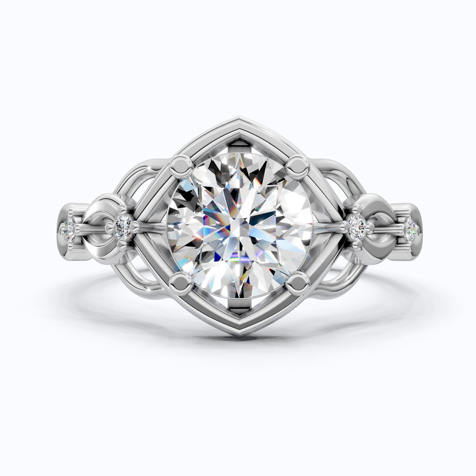 Celtic Knot Solitaire Engagement Ring in Solid 14k Gold/Sterling Silver, 1.34 TCW Round Cut Lab Diamond Antique Ring,Birthday Gift for Women, Everyday Jewelry