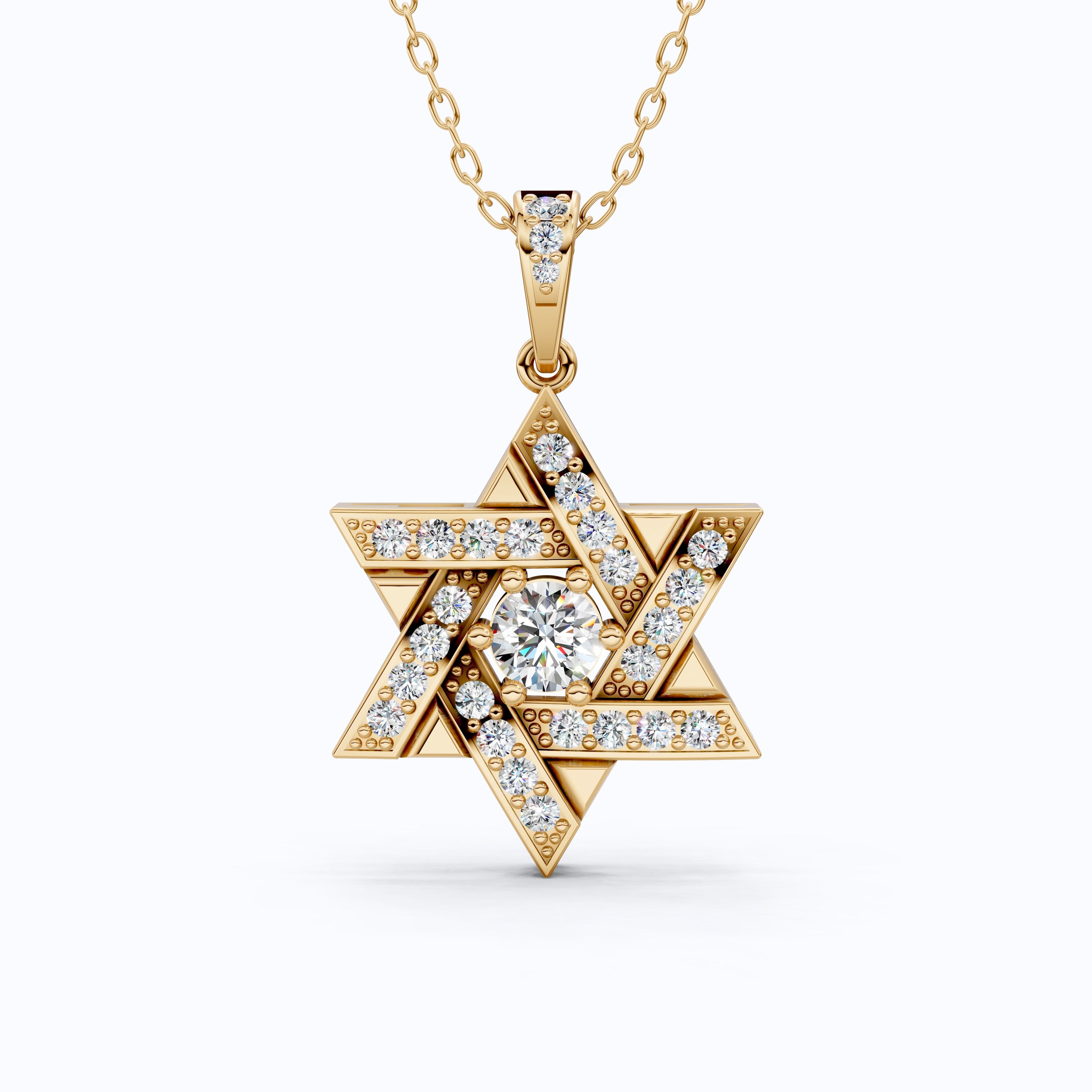 Unique Interwoven Star Diamond Pendant in 14k Solid Gold, 1.11 TCW Round Cut Lab Grown Diamonds, Perfect Gift for Women, Wedding Jewelry, Everyday Pendant