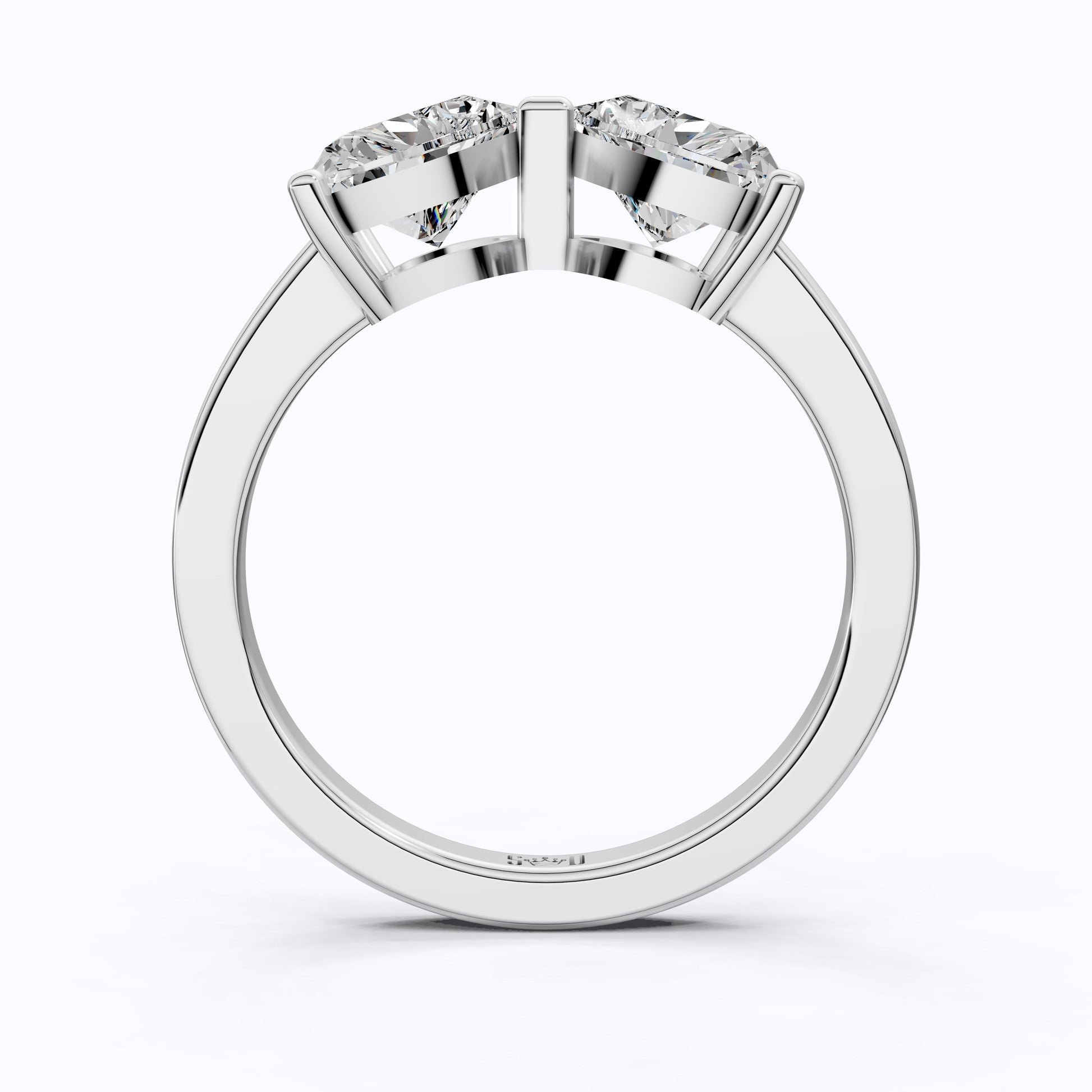 Delicate Bow Inspired Double Heart Engagement Ring in 14K Solid Gold, 1.50 TCW Heart Cut Lab Grown Diamonds, Anniversary Gift for Wife, Bridal Jewelry