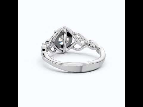 Celtic Knot Solitaire Engagement Ring in Solid 14k Gold/Sterling Silver, 1.34 TCW Round Cut Lab Diamond Antique Ring,Birthday Gift for Women, Everyday Jewelry