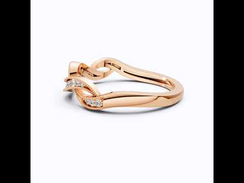 Twisted Milgrain Diamond Engagement Ring in 14k Solid Gold, Antique Style Braided Twist Wedding Ring, Handmade Jewelry