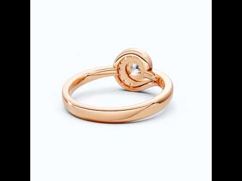 Swirl Halo Ring with Round Center in 18K Solid Gold or Sterling Silver Engagement Ring Gift for Women, Antique Ring