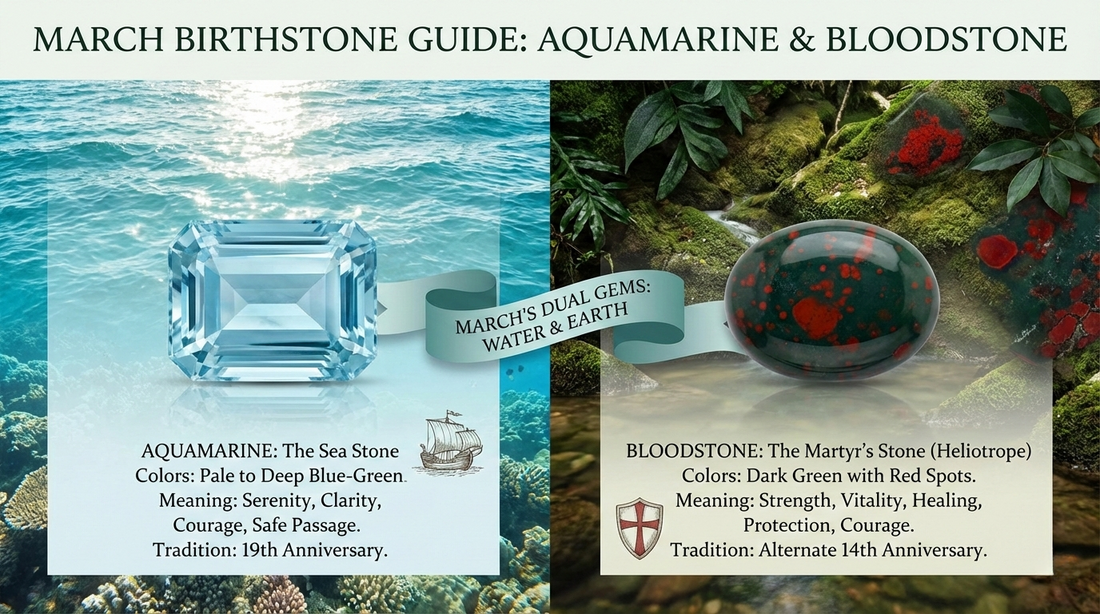 The Ultimate March Birthstone Guide: The Serenity of Aquamarine & The Strength of Bloodstone