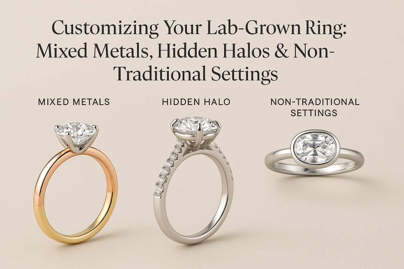 Customizing Your Lab-Grown Ring: Mixed Metals, Hidden Halos & Non-Traditional Settings