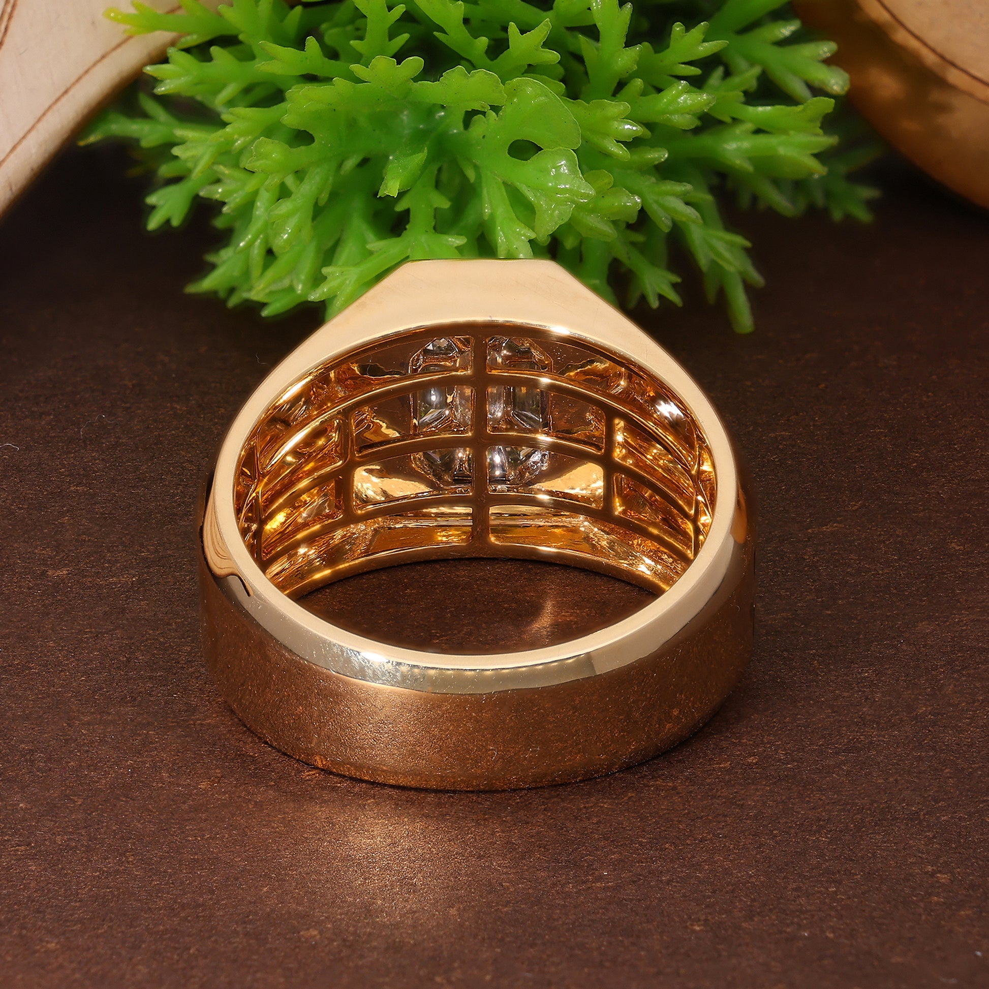 Emerald Pie Cut Diamond Bezel Set Solitaire Wedding Ring, Ring For Men, Unique Ring For Him