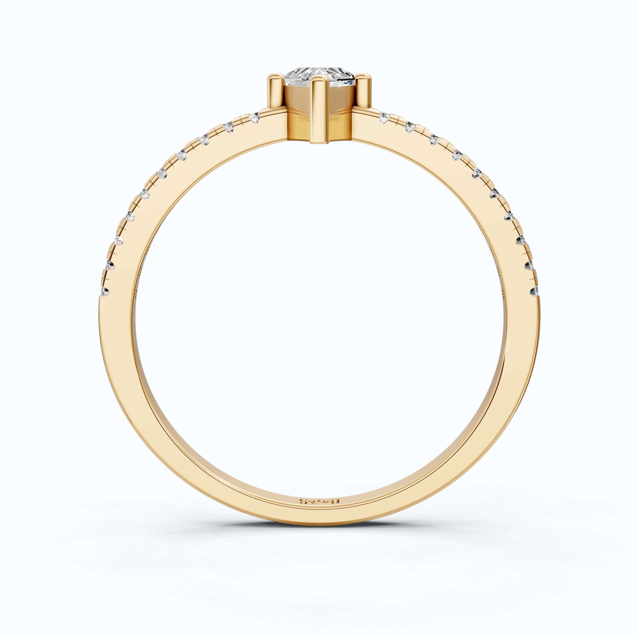 0.40 CT Kite Cut Solitaire Accent Pave Engagement Ring in Lab Diamond - 14K Solid Gold, Promise Ring, Bridal Gift, Everyday Gift for Her - Shoora Designs