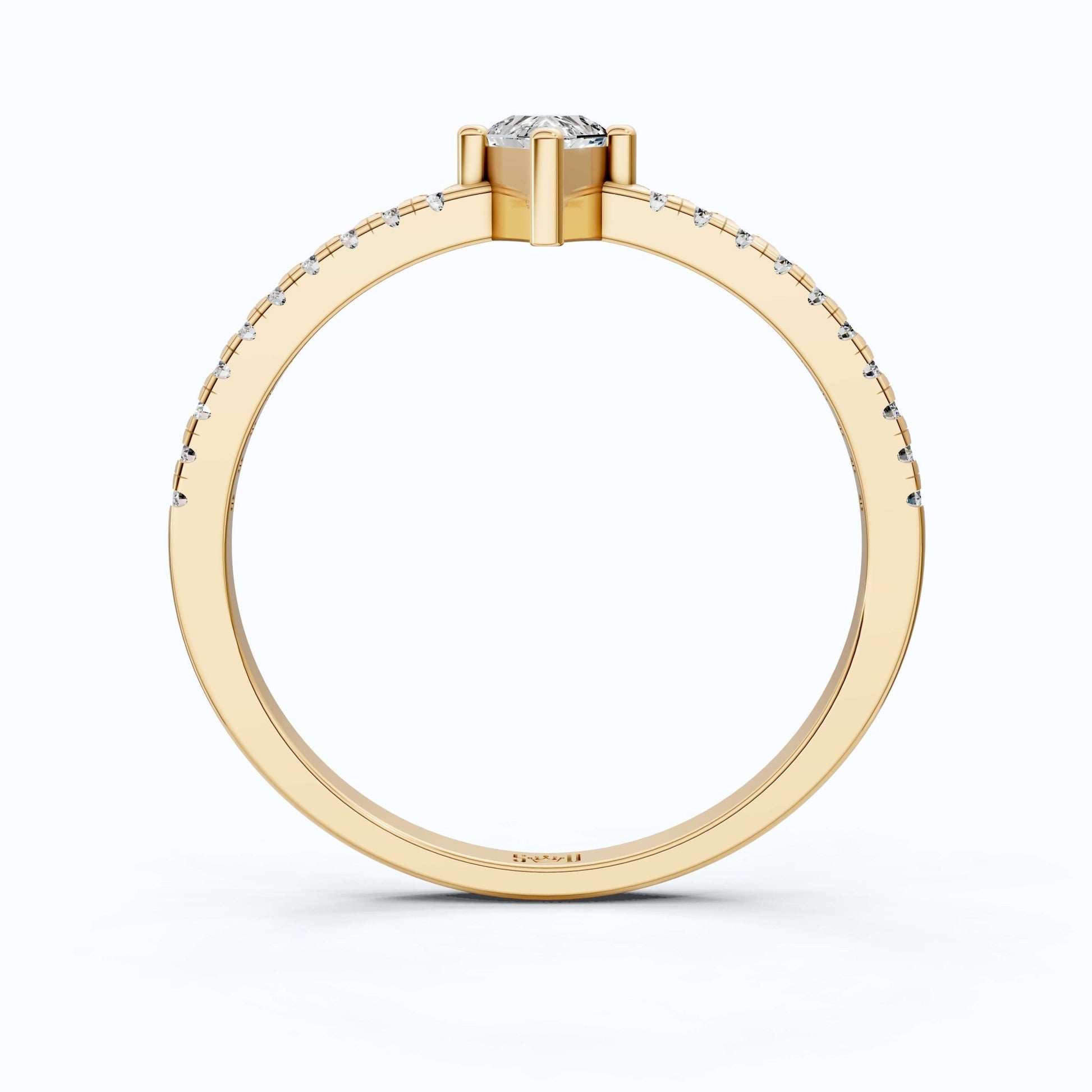 0.40 CT Kite Cut Solitaire Accent Pave Engagement Ring in Lab Diamond - 14K Solid Gold, Promise Ring, Bridal Gift, Everyday Gift for Her - Shoora Designs