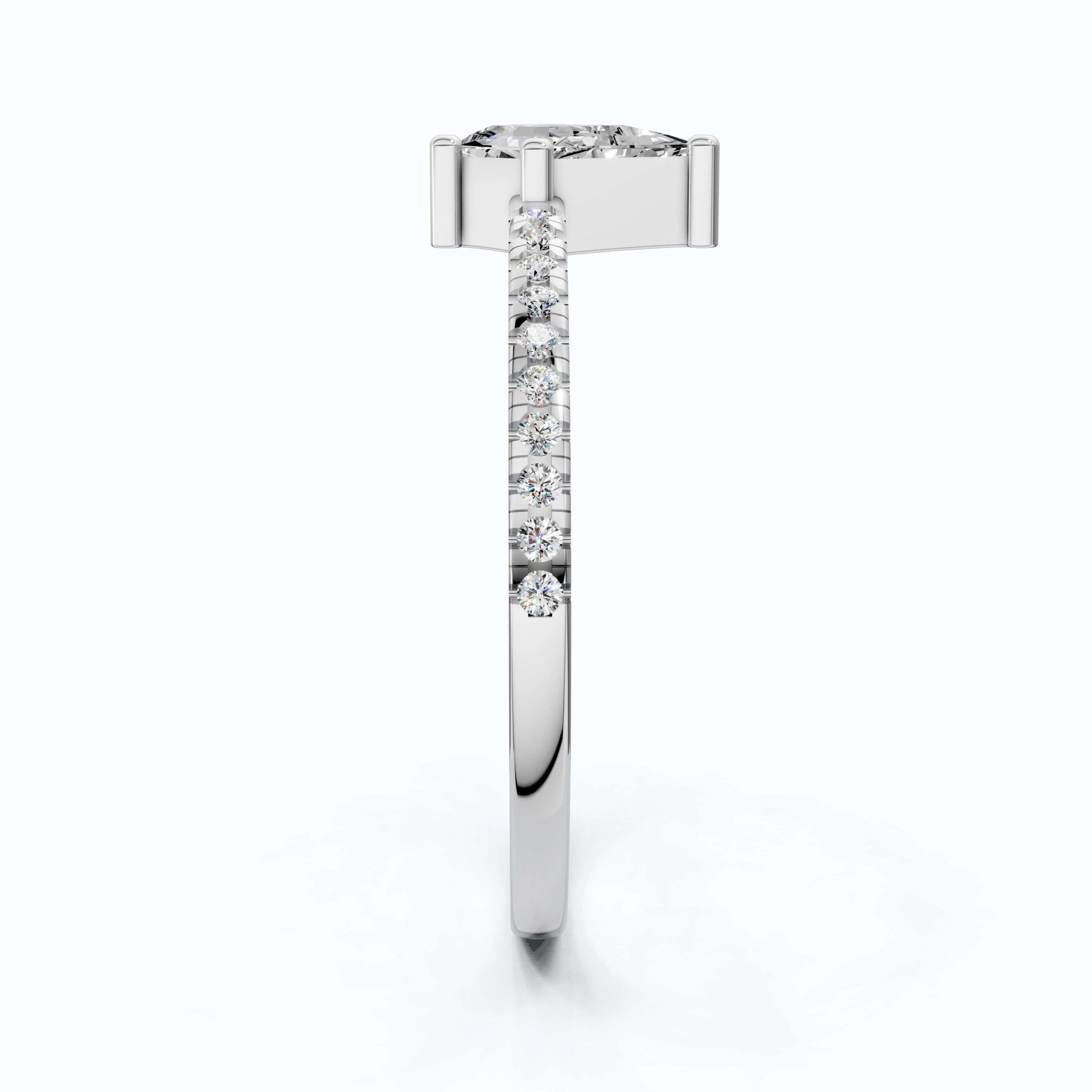 0.40 CT Kite Cut Solitaire Accent Pave Engagement Ring in Lab Diamond - 14K Solid Gold, Promise Ring, Bridal Gift, Everyday Gift for Her - Shoora Designs