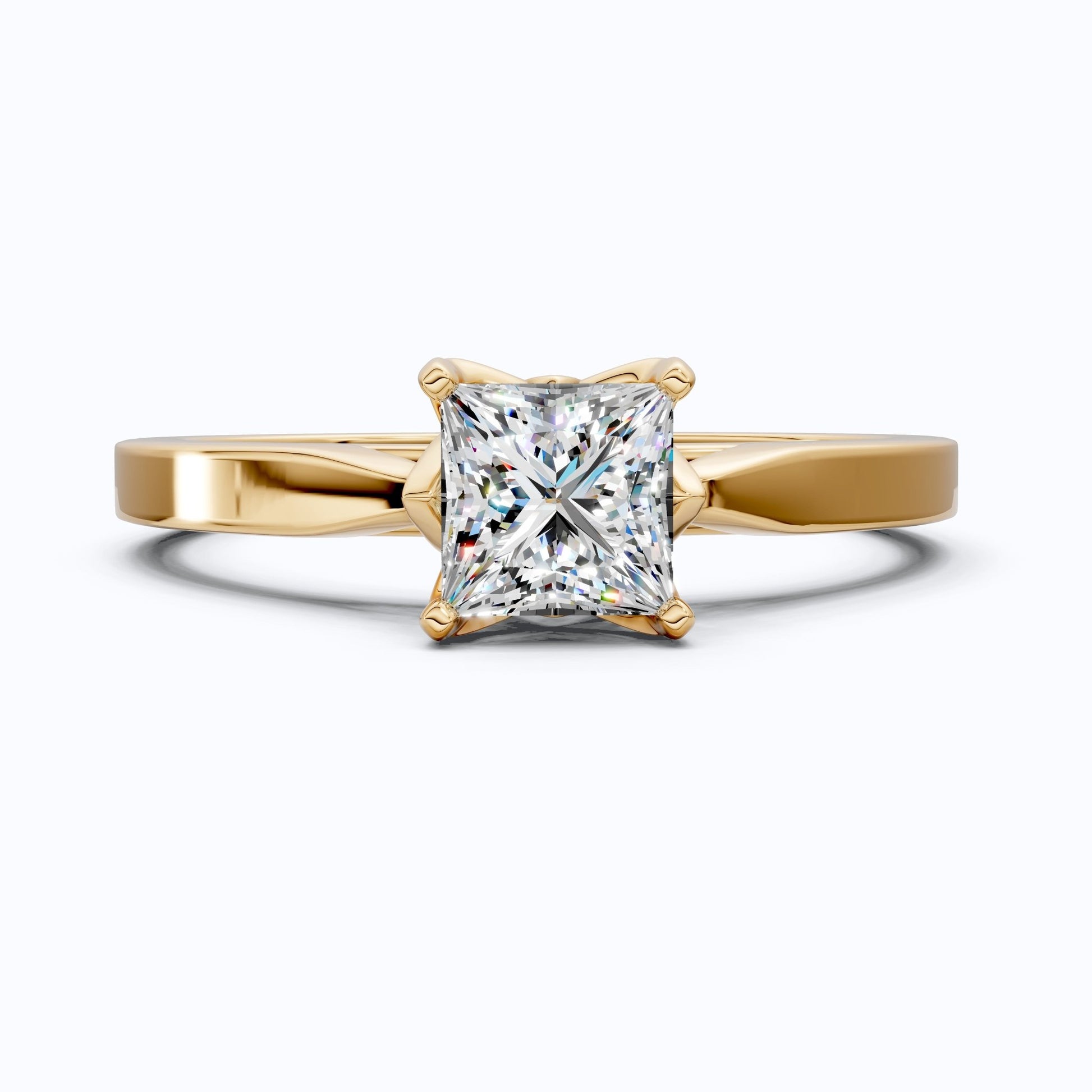 0.50 CT Princess Cut Lab Grown Diamond Solitaire Engagement Ring in 14K Yellow Gold, Anniversary Gift, Ring For Women, Handmade Jewelry, Everyday Jewelry - Shoora Designs