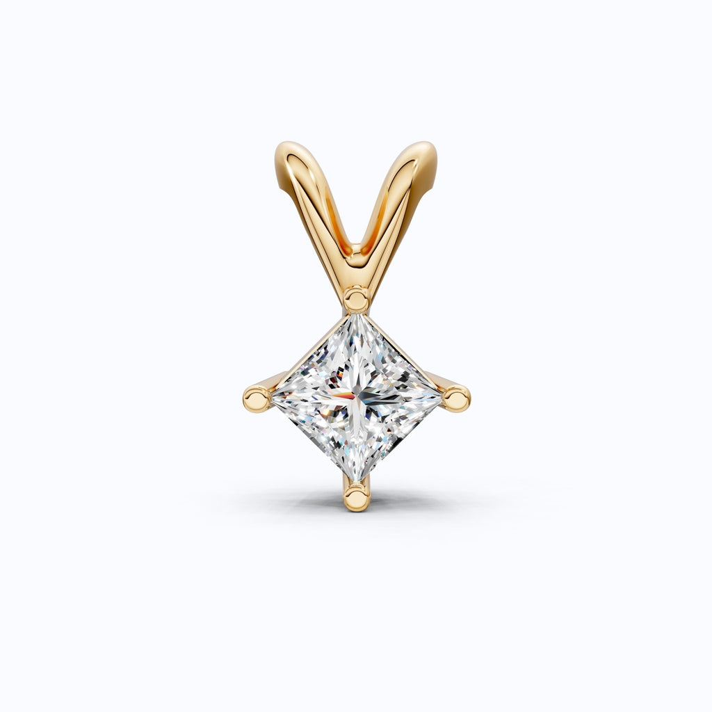 0.50 CT Princess Cut Solitaire Minimalist Pendant in 14K Solid Gold, Wedding Gift for Wife, Bridal Pendant Jewelry - Shoora Designs