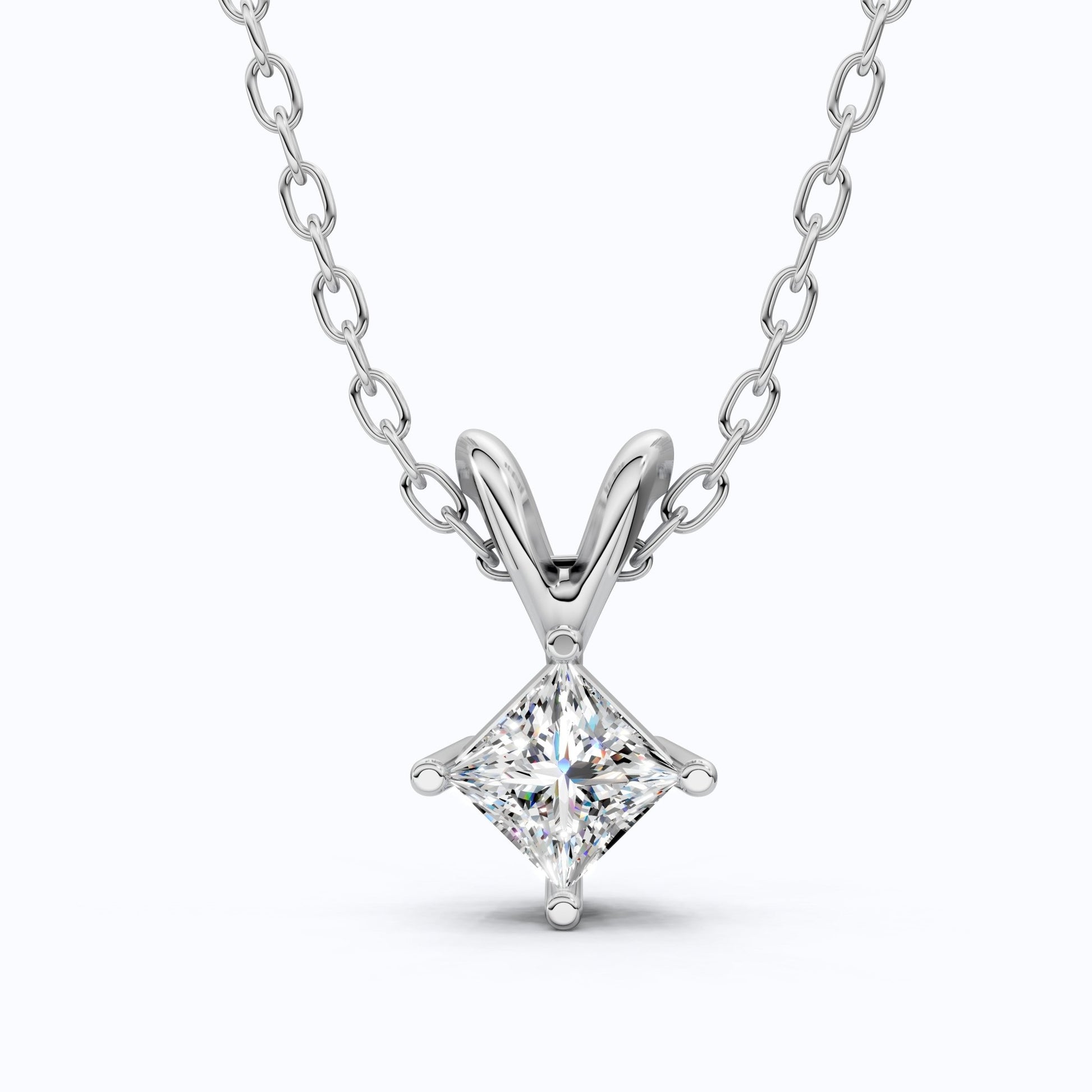 0.50 CT Princess Cut Solitaire Minimalist Pendant in 14K Solid Gold, Wedding Gift for Wife, Bridal Pendant Jewelry - Shoora Designs