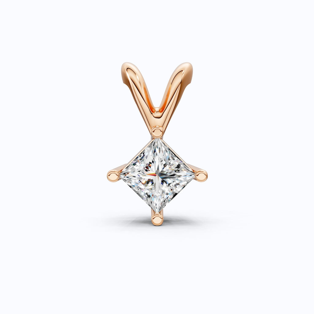 0.50 CT Princess Cut Solitaire Minimalist Pendant in 14K Solid Gold, Wedding Gift for Wife, Bridal Pendant Jewelry - Shoora Designs