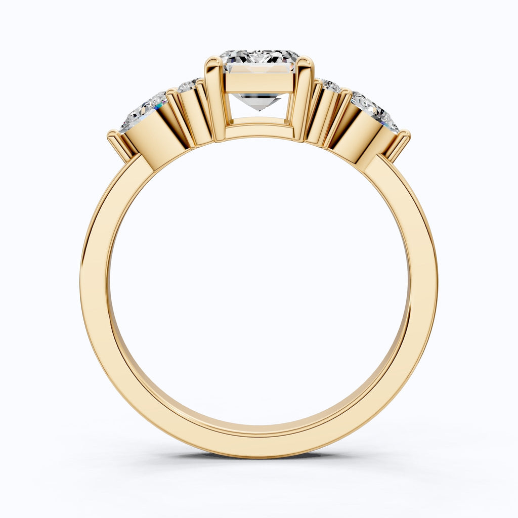 1.00 CT Emerald Cut Cluster Trio Engagement Ring in Lab Diamond – 14k Solid Gold, Anniversary Gift for Wife, Everyday Wedding Ring - Shoora Designs