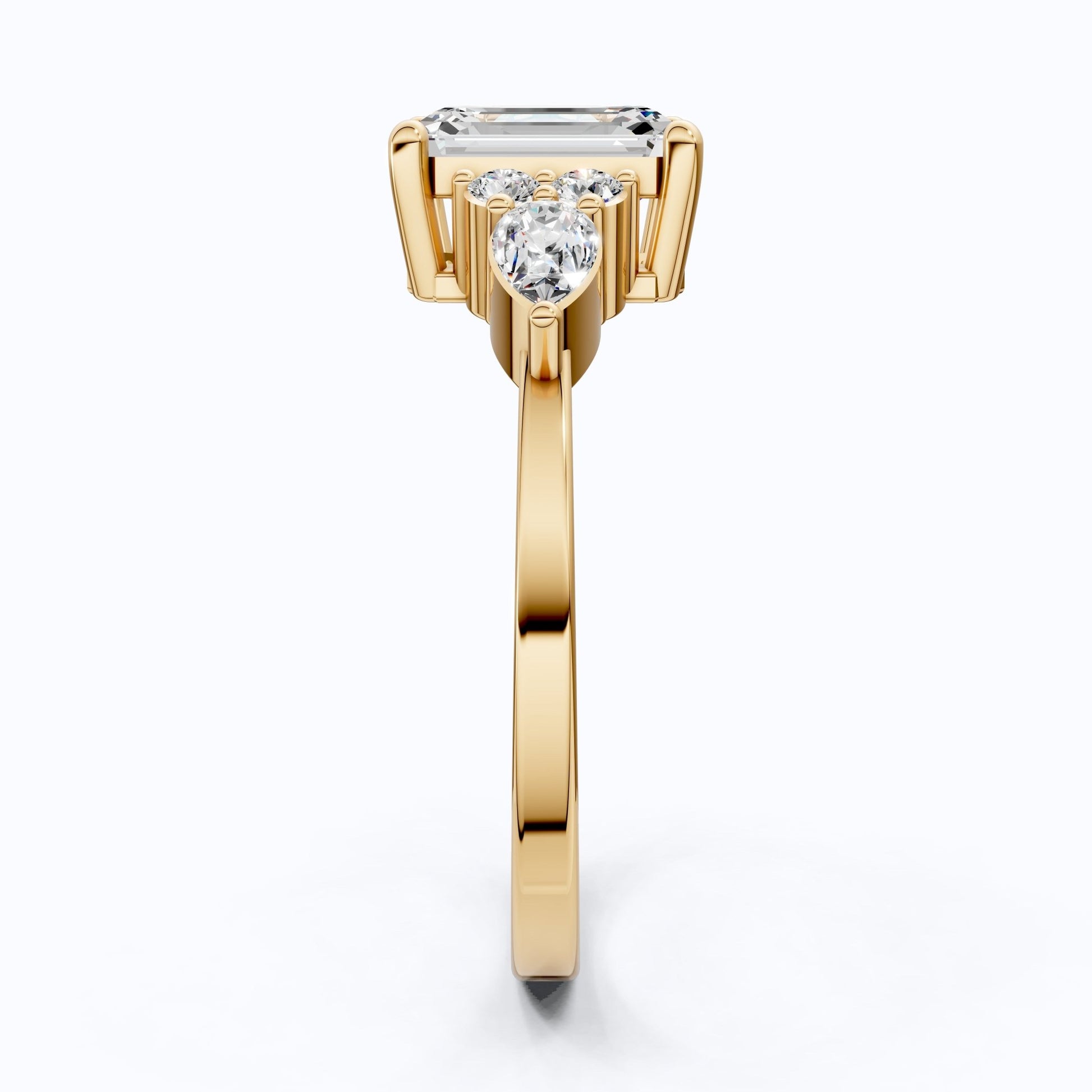 1.00 CT Emerald Cut Cluster Trio Engagement Ring in Lab Diamond – 14k Solid Gold, Anniversary Gift for Wife, Everyday Wedding Ring - Shoora Designs
