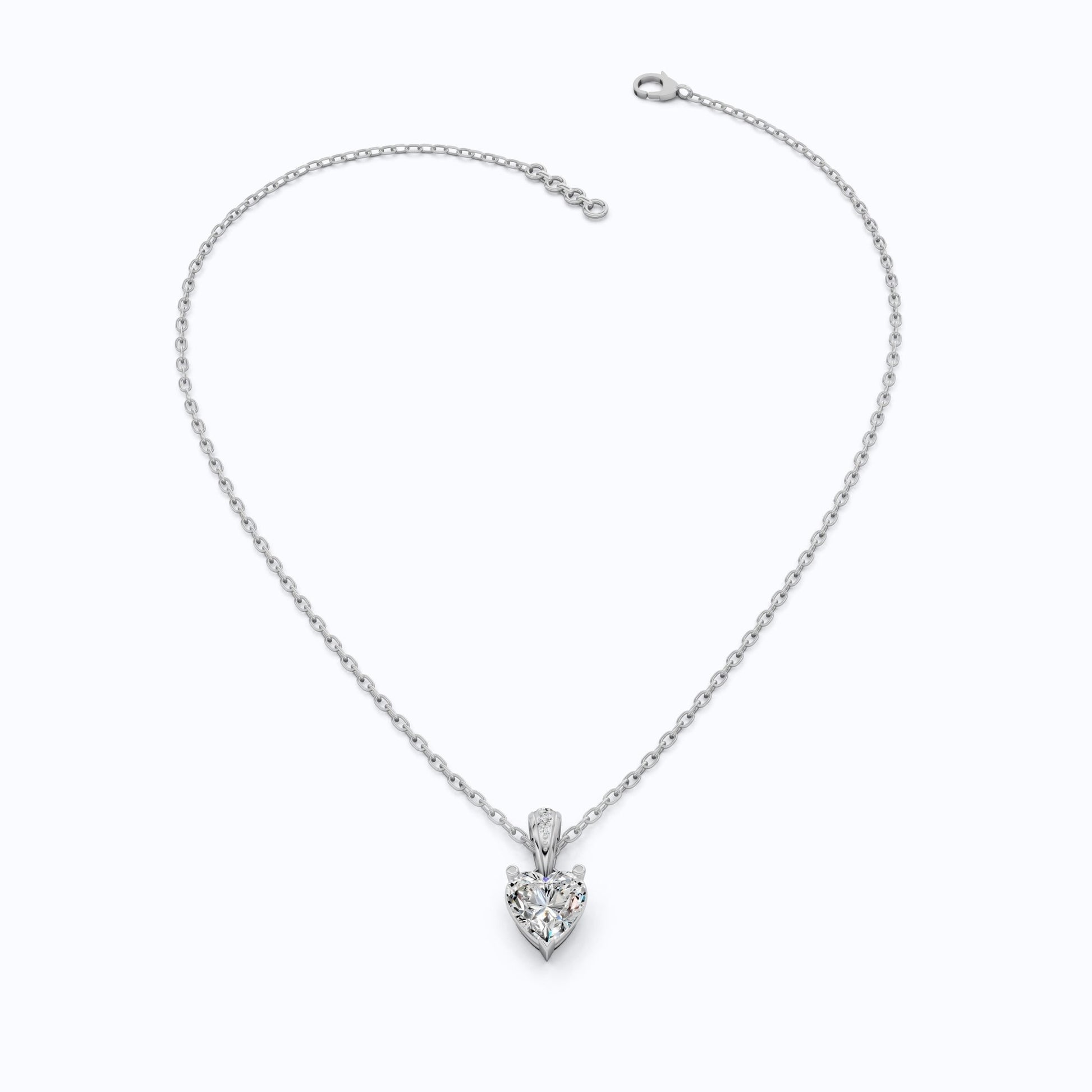 1.00 CT Heart Cut Solitaire Pendant in Lab Diamond - 14K Solid Gold, Engagement Gift, Bridal Jewelry - Shoora Designs