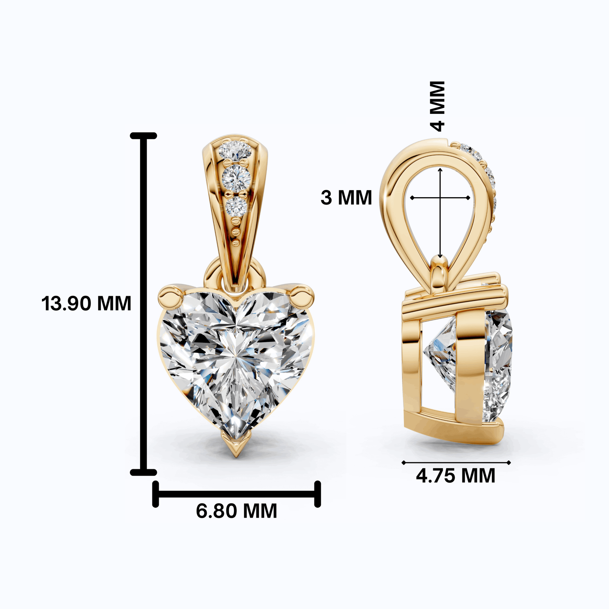 1.00 CT Heart Cut Solitaire Pendant in Lab Diamond - 14K Solid Gold, Engagement Gift, Bridal Jewelry - Shoora Designs