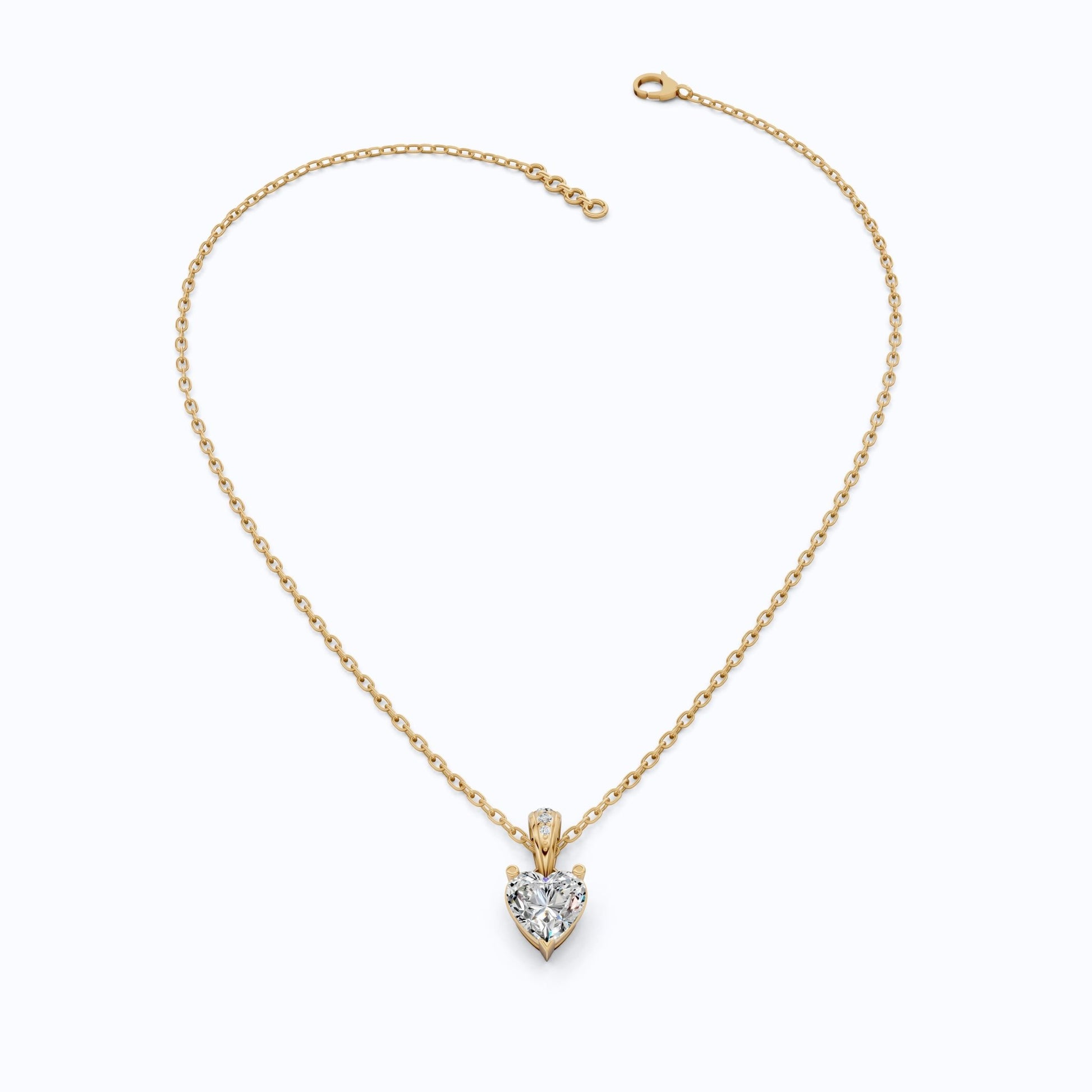 1.00 CT Heart Cut Solitaire Pendant in Lab Diamond - 14K Solid Gold, Engagement Gift, Bridal Jewelry - Shoora Designs
