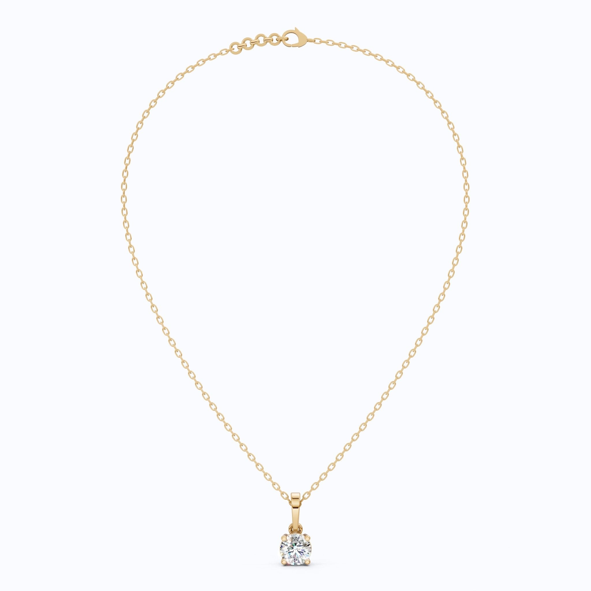 1.00 CT Round Cut EF - VS Lab Created Diamond Solitaire Pendant, 14K Yellow Gold Wedding Pendant, Birthday Gift For Girl, Handmade Pendant - Shoora Designs