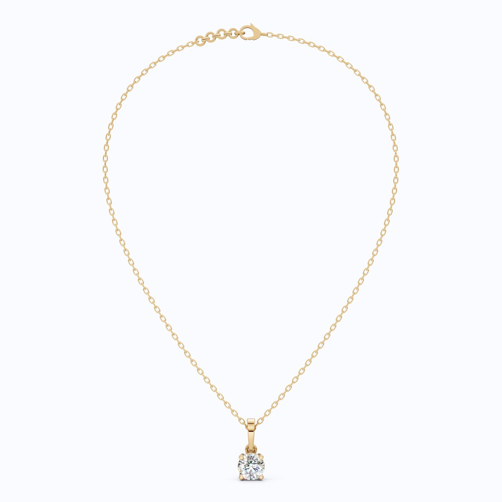 1.00 CT Round Cut EF - VS Lab Created Diamond Solitaire Pendant, 14K Yellow Gold Wedding Pendant, Birthday Gift For Girl, Handmade Pendant - Shoora Designs