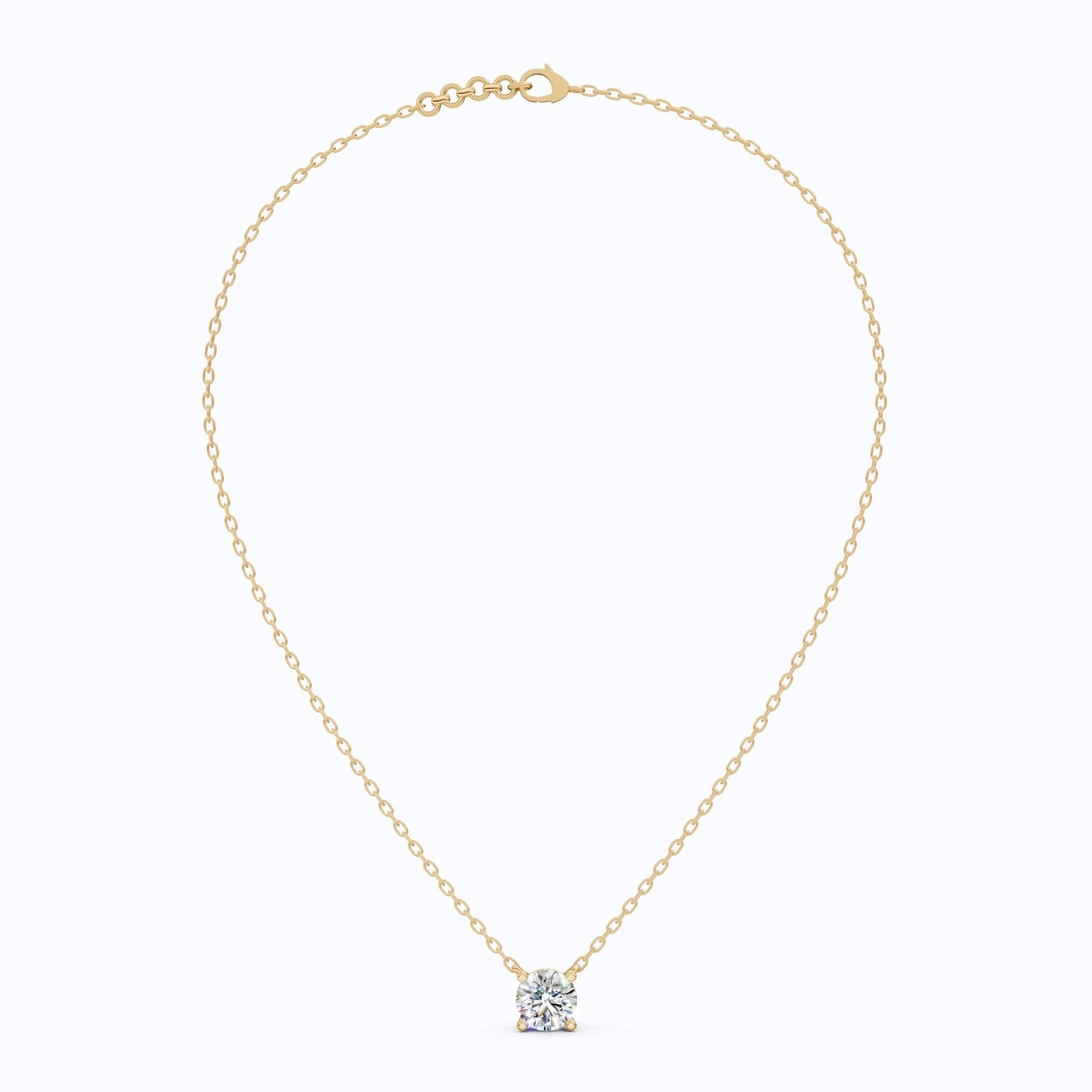 1.00 CT Round Cut Lab Diamond Solitaire Pendant Necklace in 14K Yellow Gold, Anniversary Gift For Her, Everyday Pendant - Shoora Designs