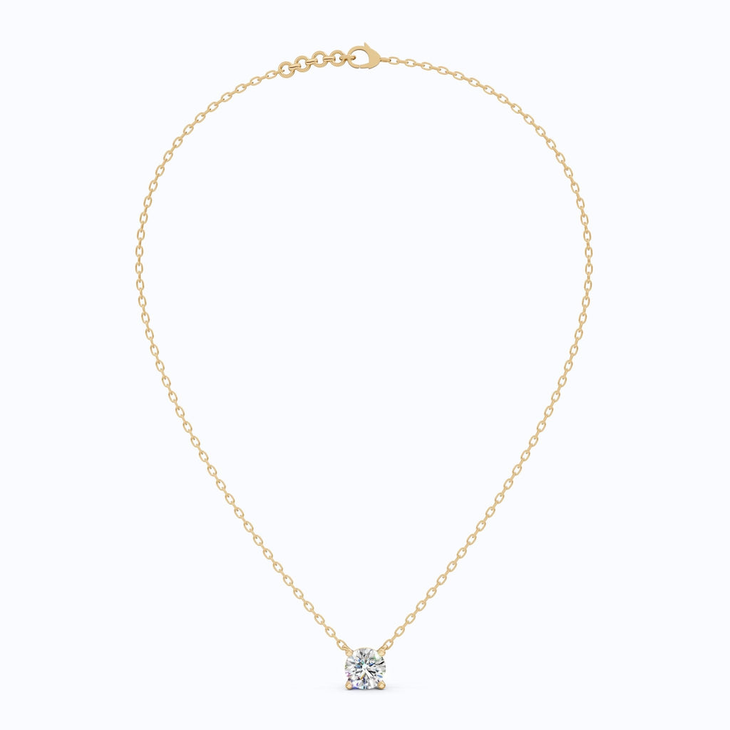 1.00 CT Round Cut Lab Diamond Solitaire Pendant Necklace in 14K Yellow Gold, Anniversary Gift For Her, Everyday Pendant - Shoora Designs