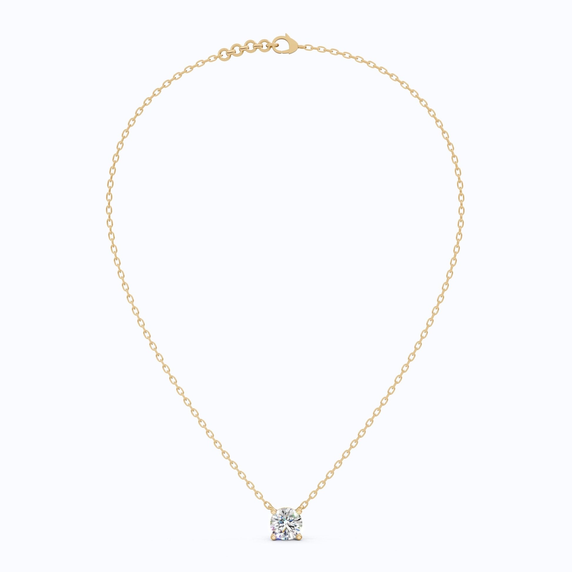 1.00 CT Round Cut Lab Diamond Solitaire Pendant Necklace in 14K Yellow Gold, Anniversary Gift For Her, Everyday Pendant - Shoora Designs