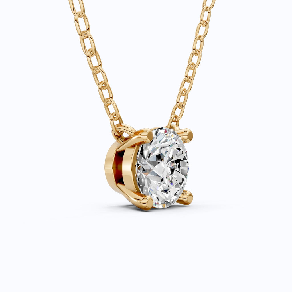 1.00 CT Round Cut Lab Diamond Solitaire Pendant Necklace in 14K Yellow Gold, Anniversary Gift For Her, Everyday Pendant - Shoora Designs