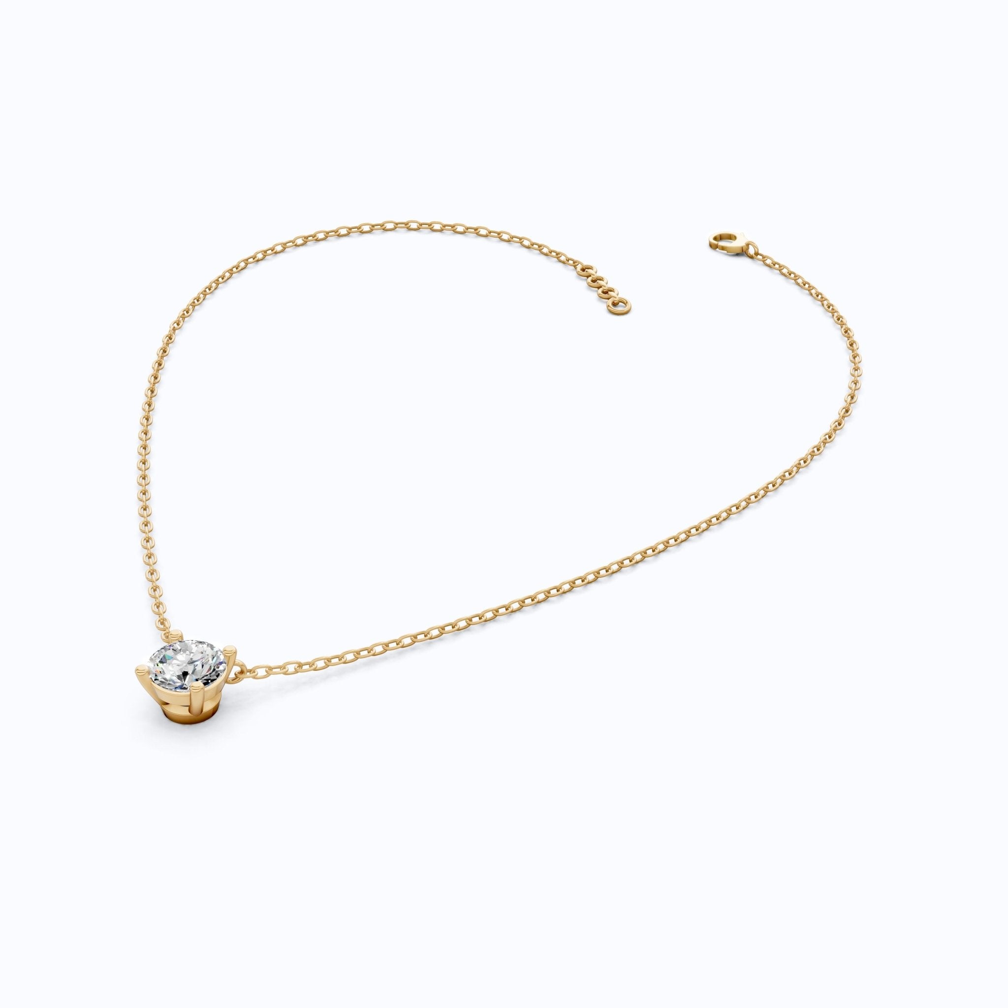 1.00 CT Round Cut Lab Diamond Solitaire Pendant Necklace in 14K Yellow Gold, Anniversary Gift For Her, Everyday Pendant - Shoora Designs