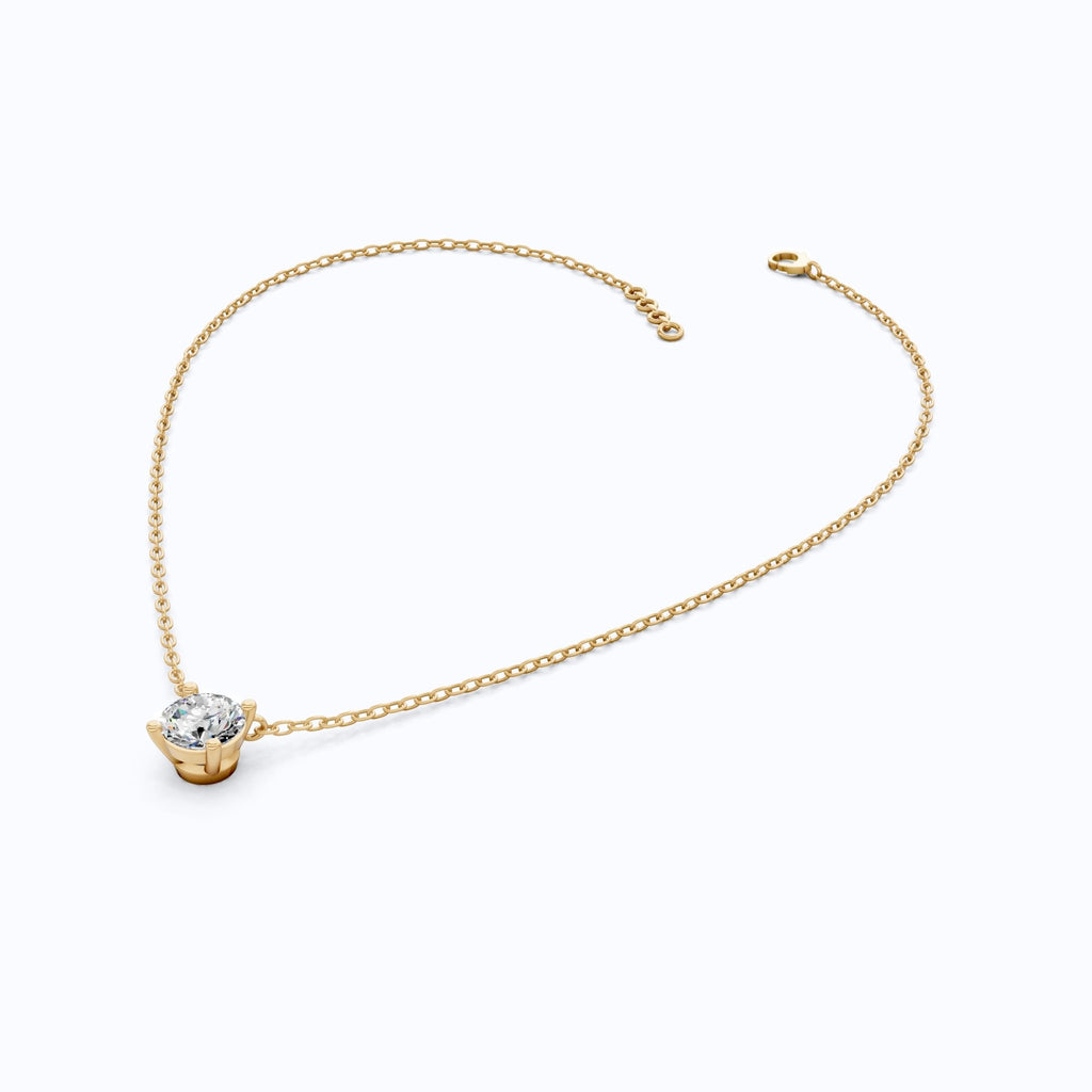 1.00 CT Round Cut Lab Diamond Solitaire Pendant Necklace in 14K Yellow Gold, Anniversary Gift For Her, Everyday Pendant - Shoora Designs