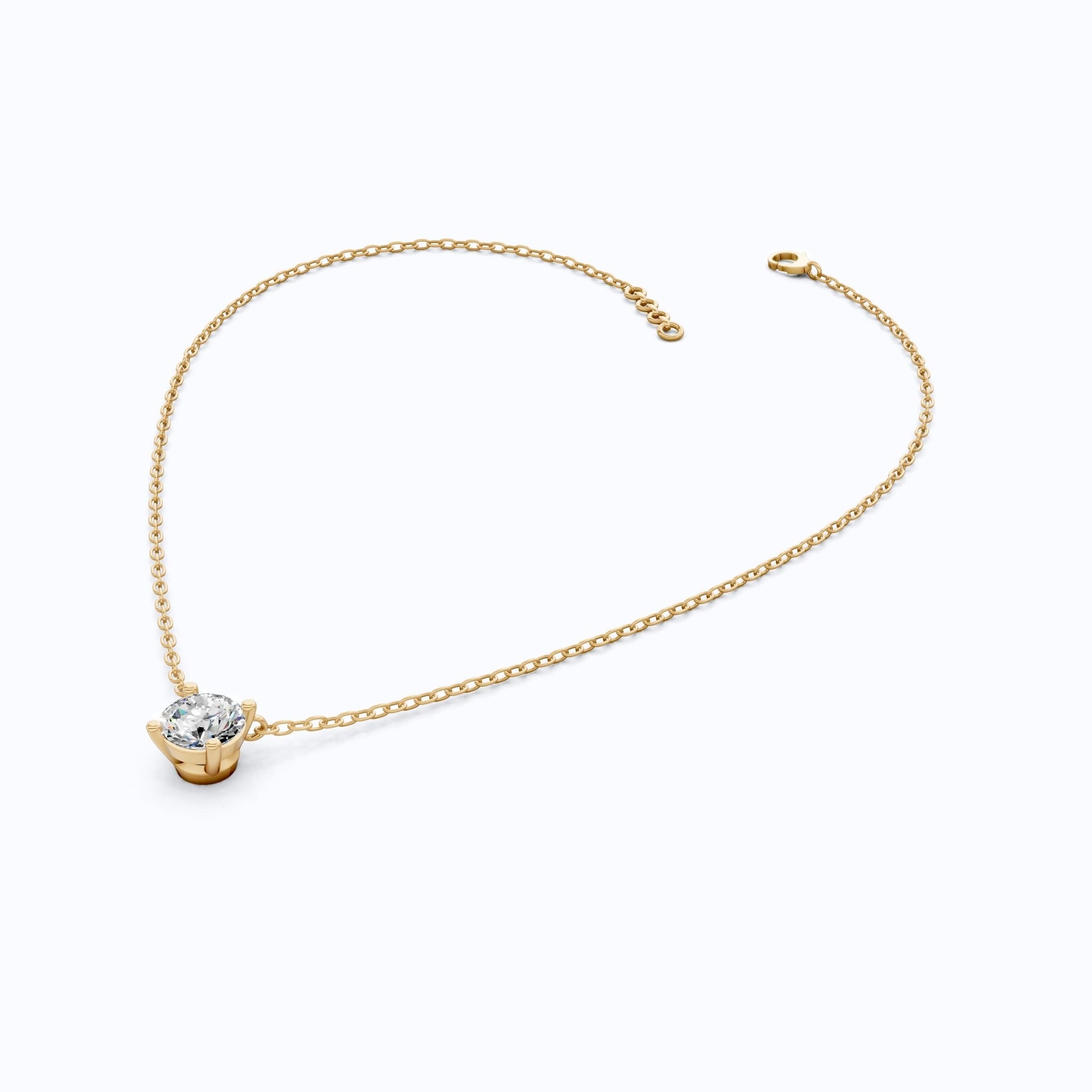 1.00 CT Round Cut Lab Diamond Solitaire Pendant Necklace in 14K Yellow Gold, Anniversary Gift For Her, Everyday Pendant - Shoora Designs