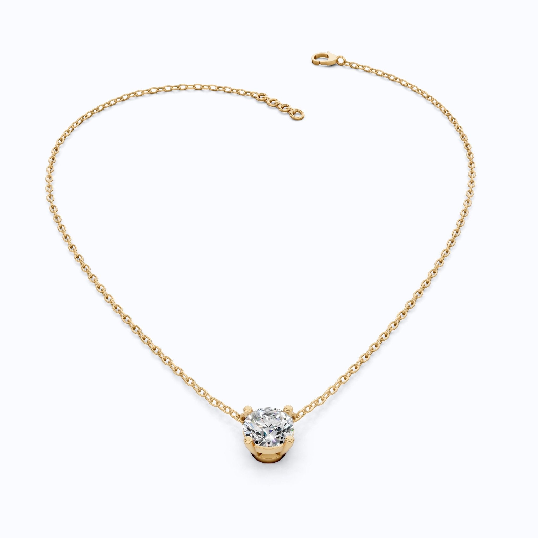 1.00 CT Round Cut Lab Diamond Solitaire Pendant Necklace in 14K Yellow Gold, Anniversary Gift For Her, Everyday Pendant - Shoora Designs