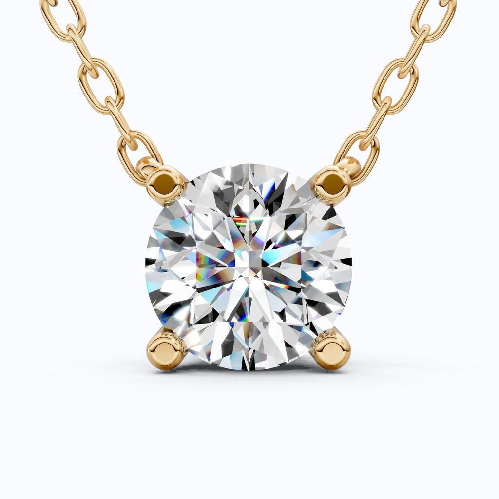 1.00 CT Round Cut Lab Diamond Solitaire Pendant Necklace in 14K Yellow Gold, Anniversary Gift For Her, Everyday Pendant - Shoora Designs