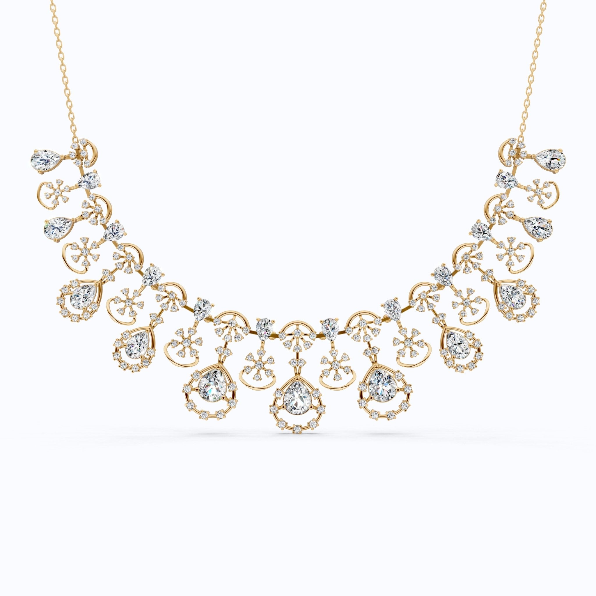 14K Gold Wedding Choker Necklace, 36.91 TCW Pear/Round Cut Moissanite, Handmade Bridal Jewelry, Luxury Wedding Necklace for Wife - Shoora Designs