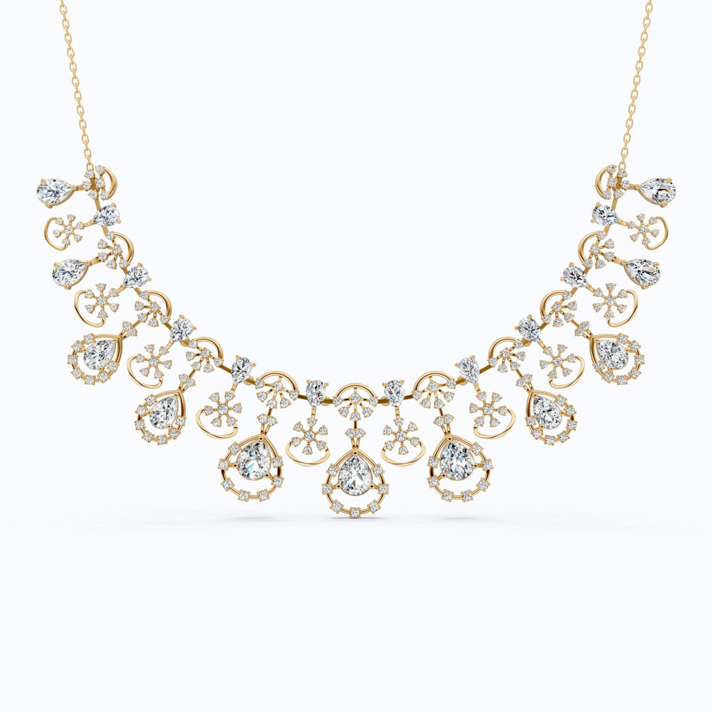14K Gold Wedding Choker Necklace, 36.91 TCW Pear/Round Cut Moissanite, Handmade Bridal Jewelry, Luxury Wedding Necklace for Wife - Shoora Designs