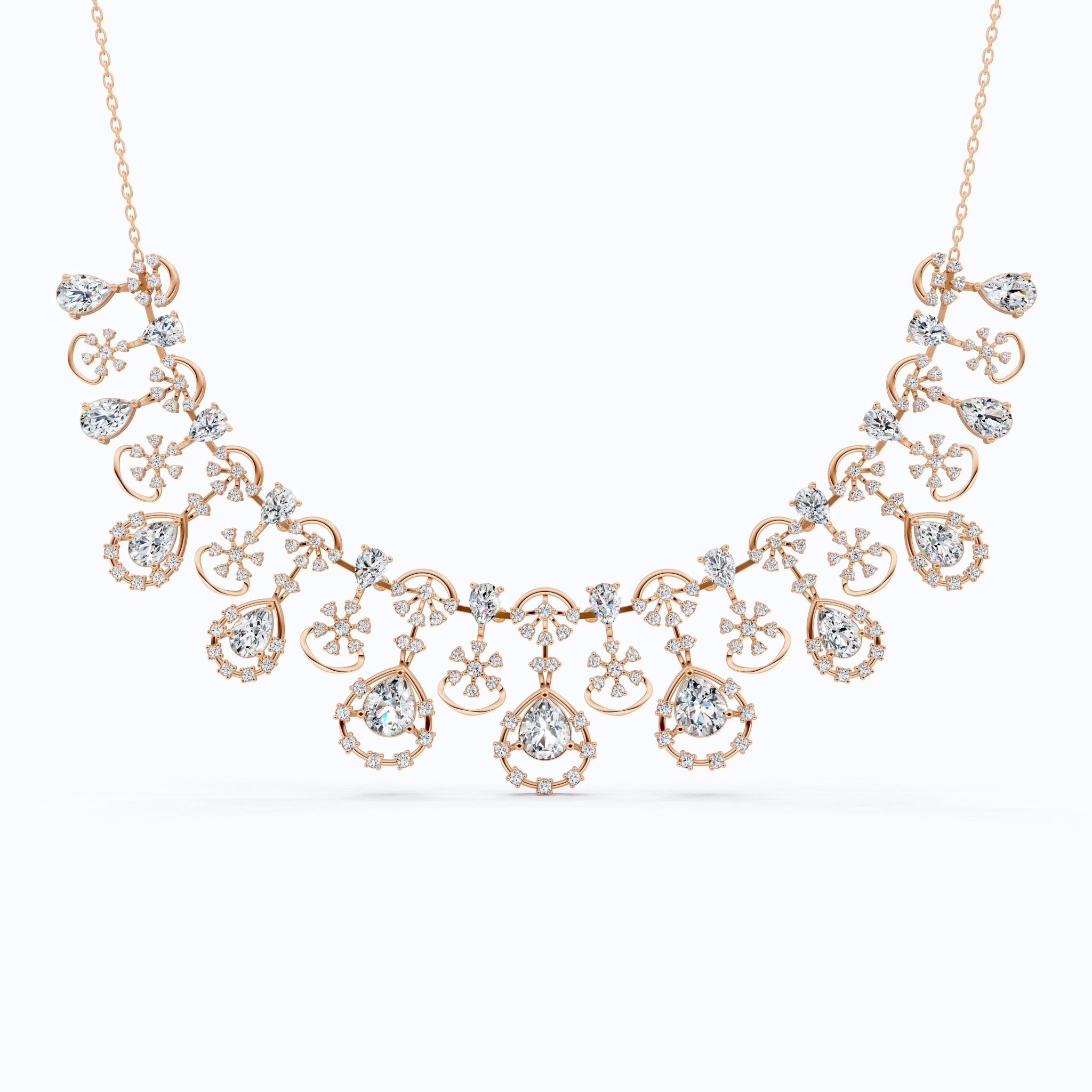 14K Gold Wedding Choker Necklace, 36.91 TCW Pear/Round Cut Moissanite, Handmade Bridal Jewelry, Luxury Wedding Necklace for Wife - Shoora Designs