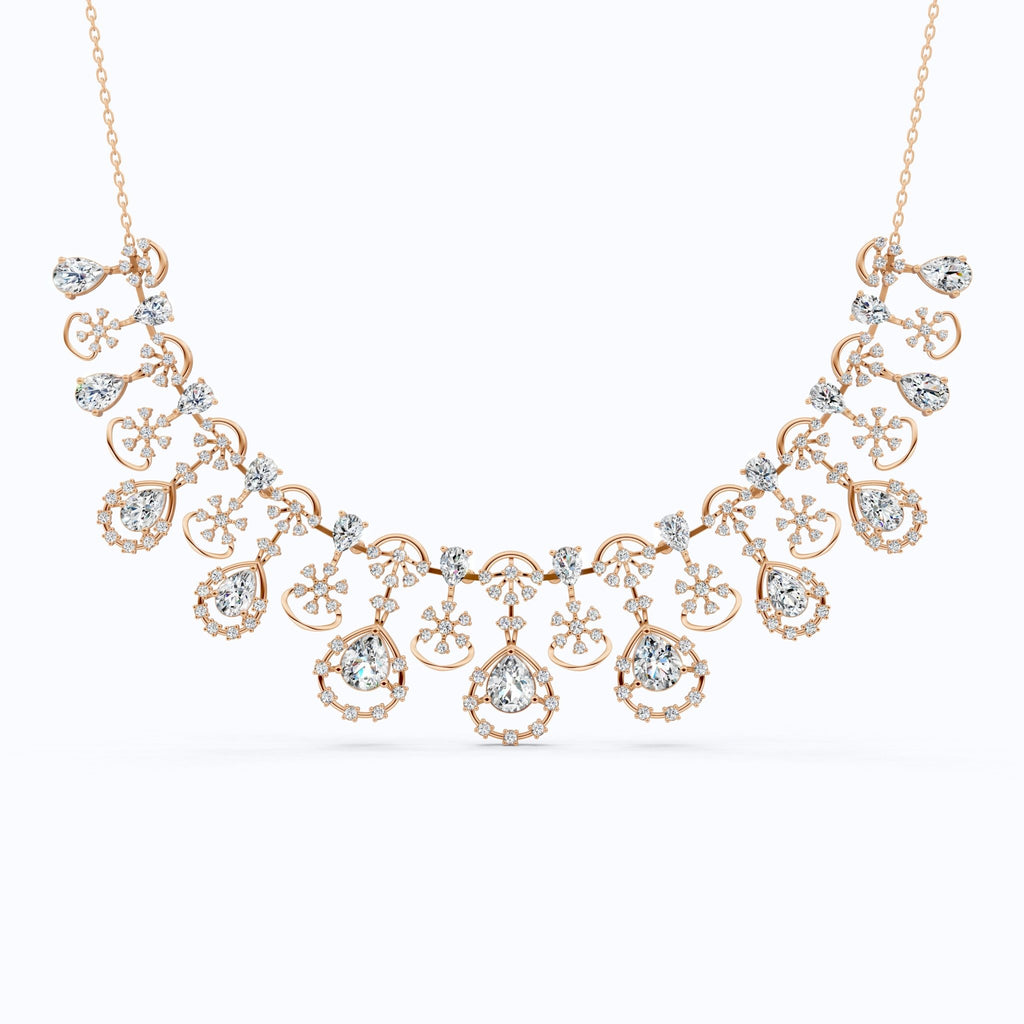 14K Gold Wedding Choker Necklace, 36.91 TCW Pear/Round Cut Moissanite, Handmade Bridal Jewelry, Luxury Wedding Necklace for Wife - Shoora Designs
