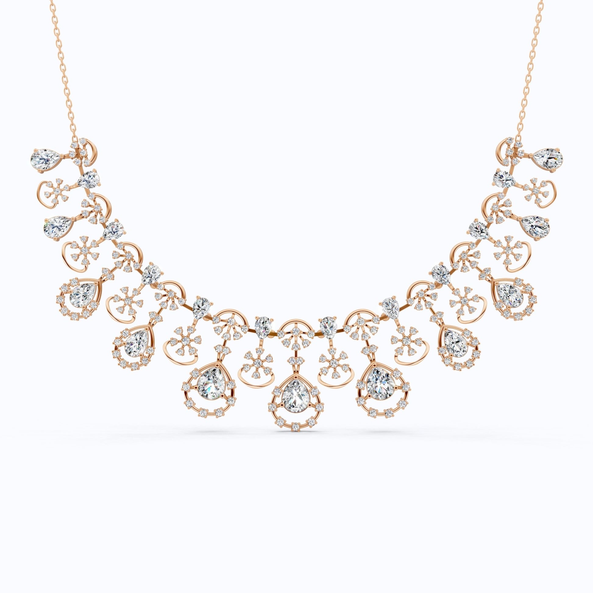 14K Gold Wedding Choker Necklace, 36.91 TCW Pear/Round Cut Moissanite, Handmade Bridal Jewelry, Luxury Wedding Necklace for Wife - Shoora Designs