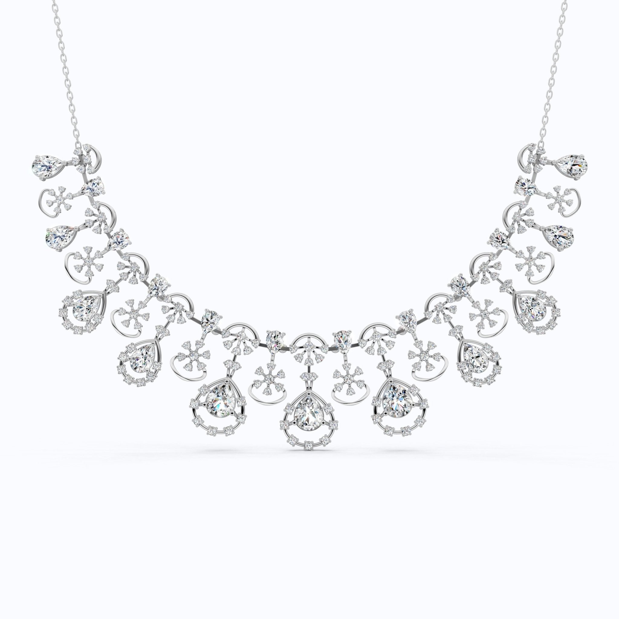 14K Gold Wedding Choker Necklace, 36.91 TCW Pear/Round Cut Moissanite, Handmade Bridal Jewelry, Luxury Wedding Necklace for Wife - Shoora Designs