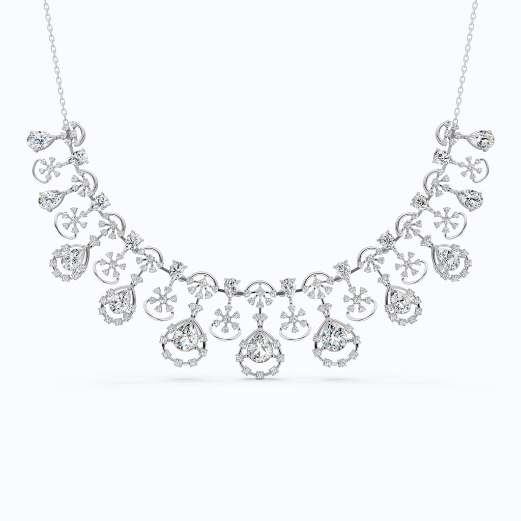 14K Gold Wedding Choker Necklace, 36.91 TCW Pear/Round Cut Moissanite, Handmade Bridal Jewelry, Luxury Wedding Necklace for Wife - Shoora Designs