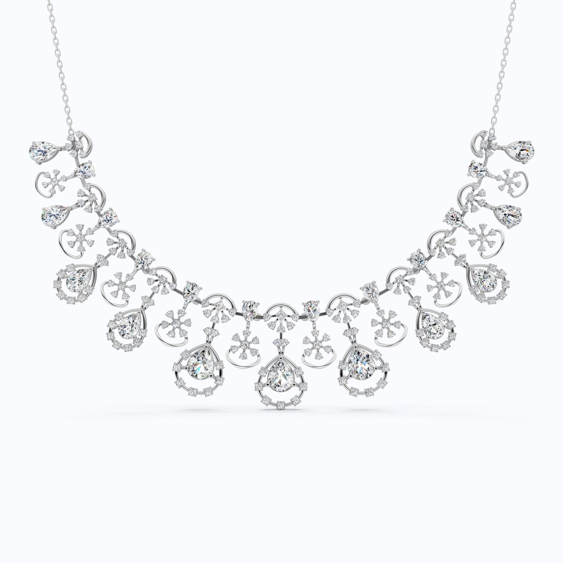 14K Gold Wedding Choker Necklace, 36.91 TCW Pear/Round Cut Moissanite, Handmade Bridal Jewelry, Luxury Wedding Necklace for Wife - Shoora Designs