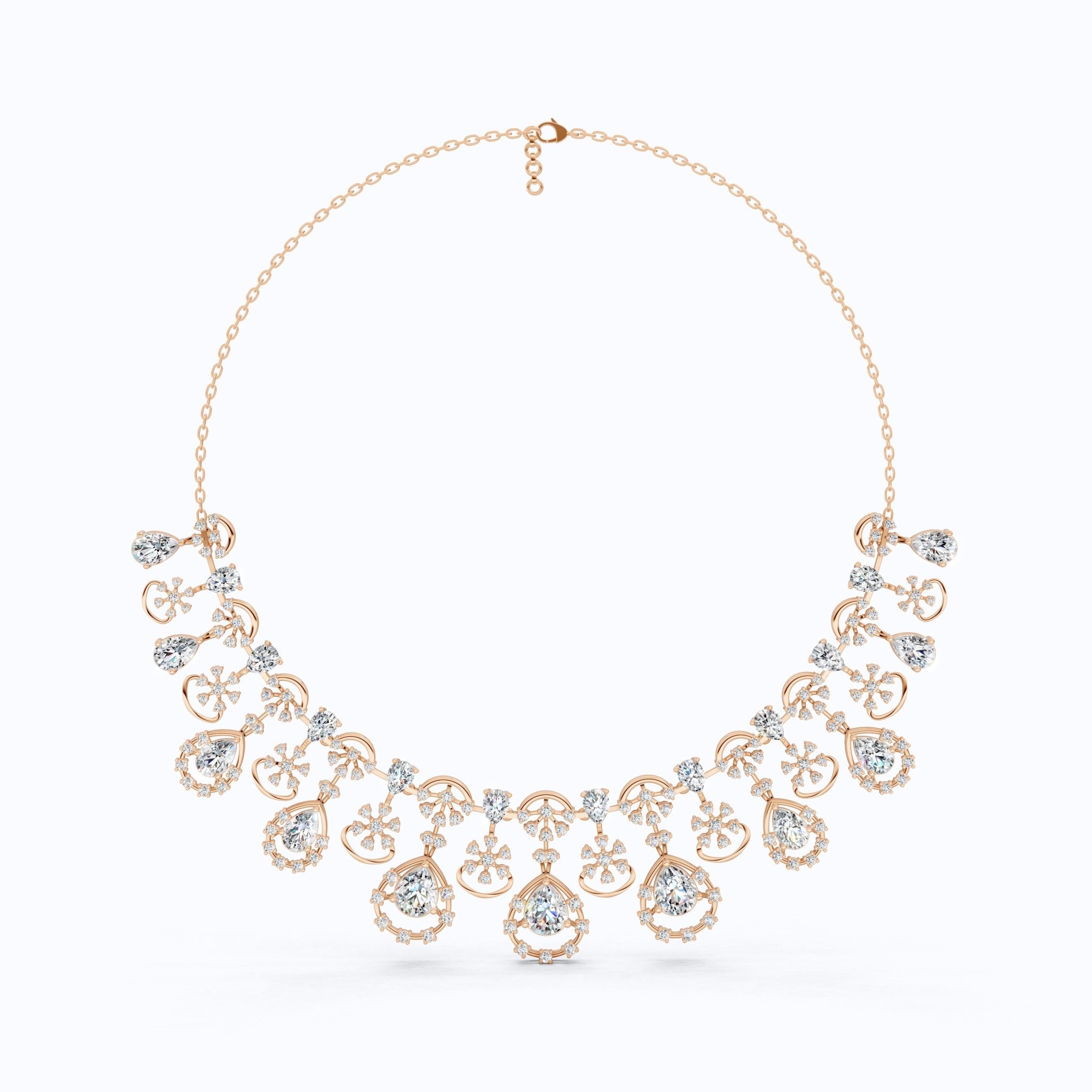 14K Gold Wedding Choker Necklace, 36.91 TCW Pear/Round Cut Moissanite, Handmade Bridal Jewelry, Luxury Wedding Necklace for Wife - Shoora Designs