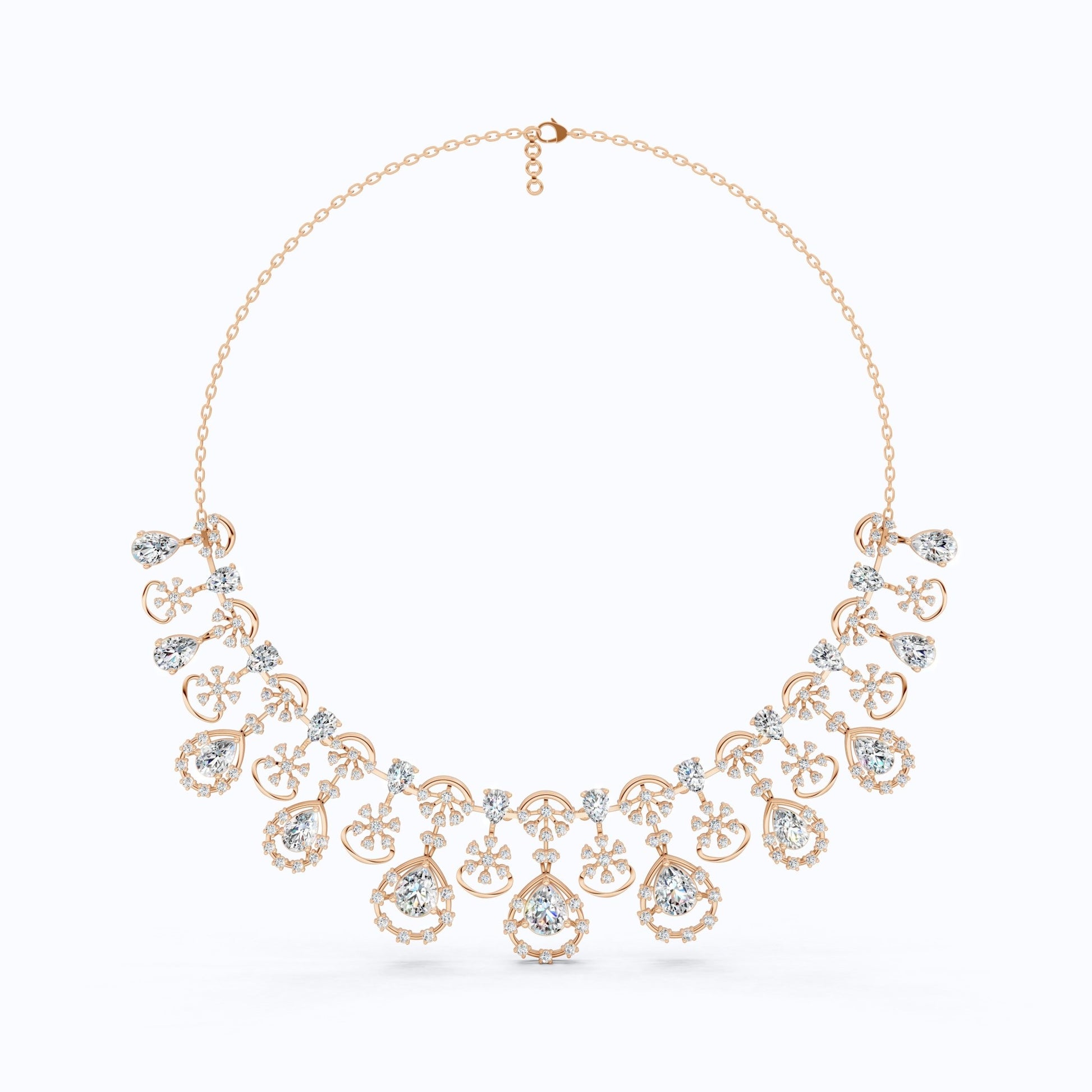 14K Gold Wedding Choker Necklace, 36.91 TCW Pear/Round Cut Moissanite, Handmade Bridal Jewelry, Luxury Wedding Necklace for Wife - Shoora Designs