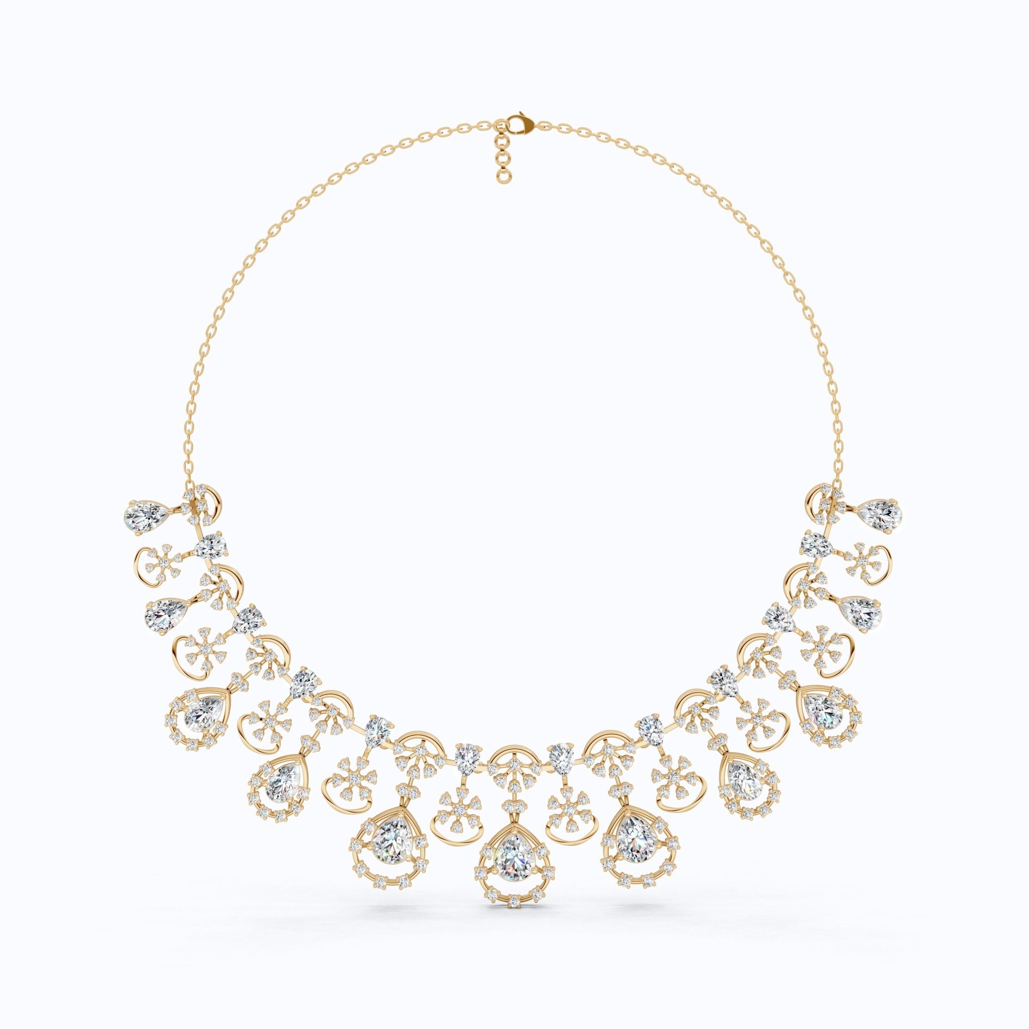 14K Gold Wedding Choker Necklace, 36.91 TCW Pear/Round Cut Moissanite, Handmade Bridal Jewelry, Luxury Wedding Necklace for Wife - Shoora Designs