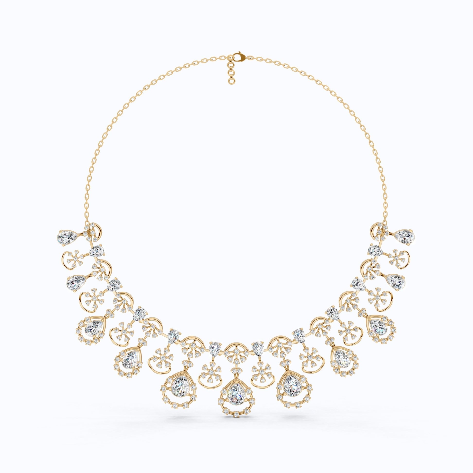 14K Gold Wedding Choker Necklace, 36.91 TCW Pear/Round Cut Moissanite, Handmade Bridal Jewelry, Luxury Wedding Necklace for Wife - Shoora Designs