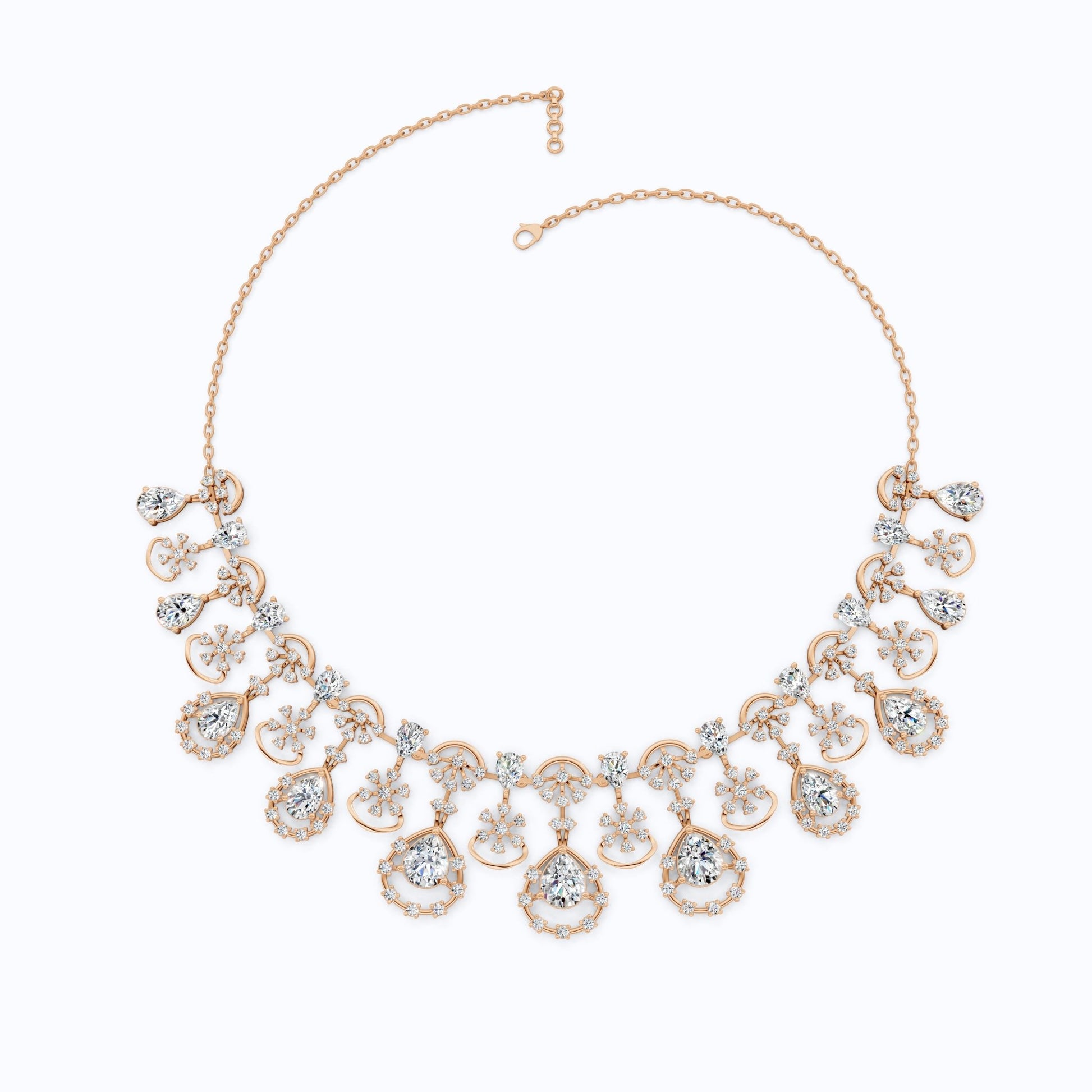 14K Gold Wedding Choker Necklace, 36.91 TCW Pear/Round Cut Moissanite, Handmade Bridal Jewelry, Luxury Wedding Necklace for Wife - Shoora Designs