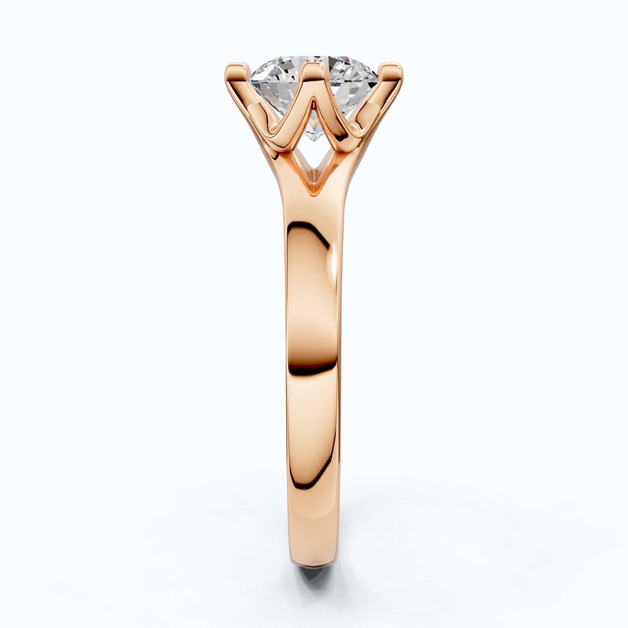 14K Rose Gold Solitaire Lab Diamond Engagement Ring, 1.25 CT Round Cut Lab Grown Diamond, Wedding Gift for Her, Handmade Fine Jewelry - Shoora Designs
