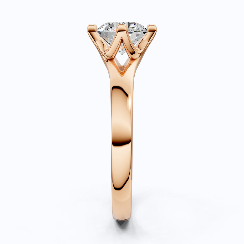 14K Rose Gold Solitaire Lab Diamond Engagement Ring, 1.25 CT Round Cut Lab Grown Diamond, Wedding Gift for Her, Handmade Fine Jewelry - Shoora Designs